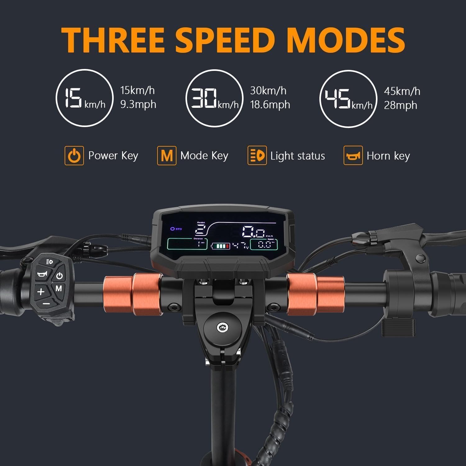 iENYRID Electric Scooter Adults, Commute E Scooter with Seat 1000w Peak Output Motor 28mph Fast Speed 30miles Max Range 10inch Air Tires, Dual Suspension, 48V/12.5Ah Battery Foldable Portable - Orange