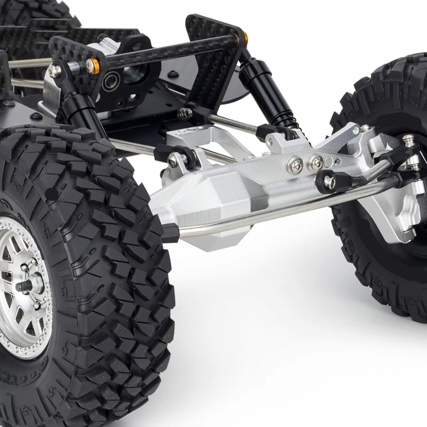 Compatible with SCX10 III H10 Optic 1/10 RC Cars Upgrade Parts Accessories Aluminum Offset Portal Axle Set with Servo Mount RC Front and Rear Axle(Silver,1Set)