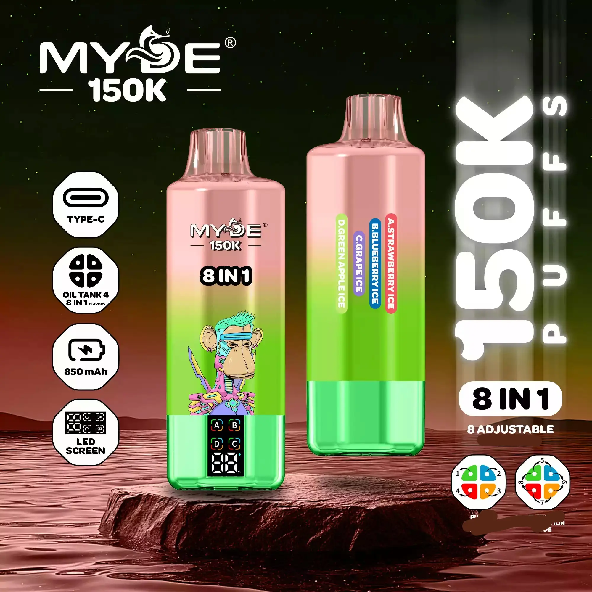 MYDE 150K 8 in 1 (10pcs) - MYEU VAPES