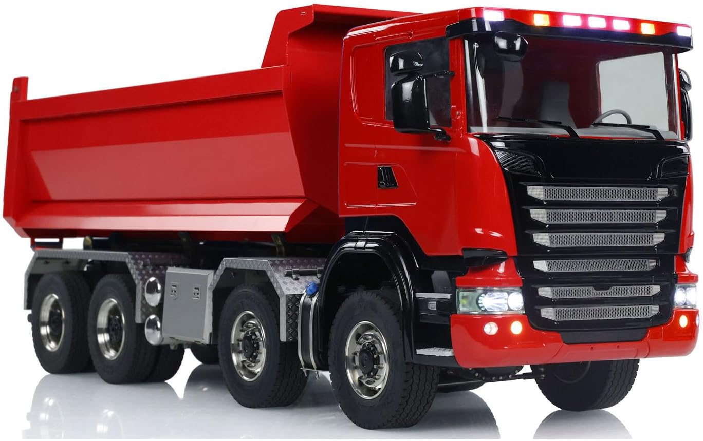 TOUCAN RC HOBBY 1/14 RC Hydraulic Full Dump Truck 8x8 Roll Off Dumper Car Differential Lock Axle for Ages 14+