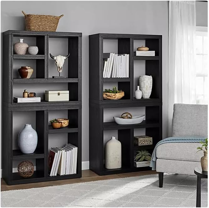 Durable Wood Stackable Modular Bookcase, Charcoal