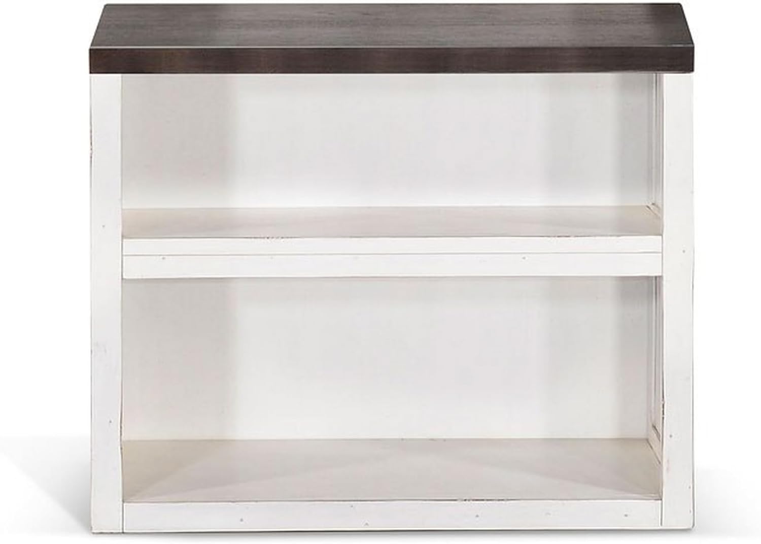 Benzara Zena 30 Inch Small Bookcase- 2 Shelves- 2 Tone in Brown- White Veneer