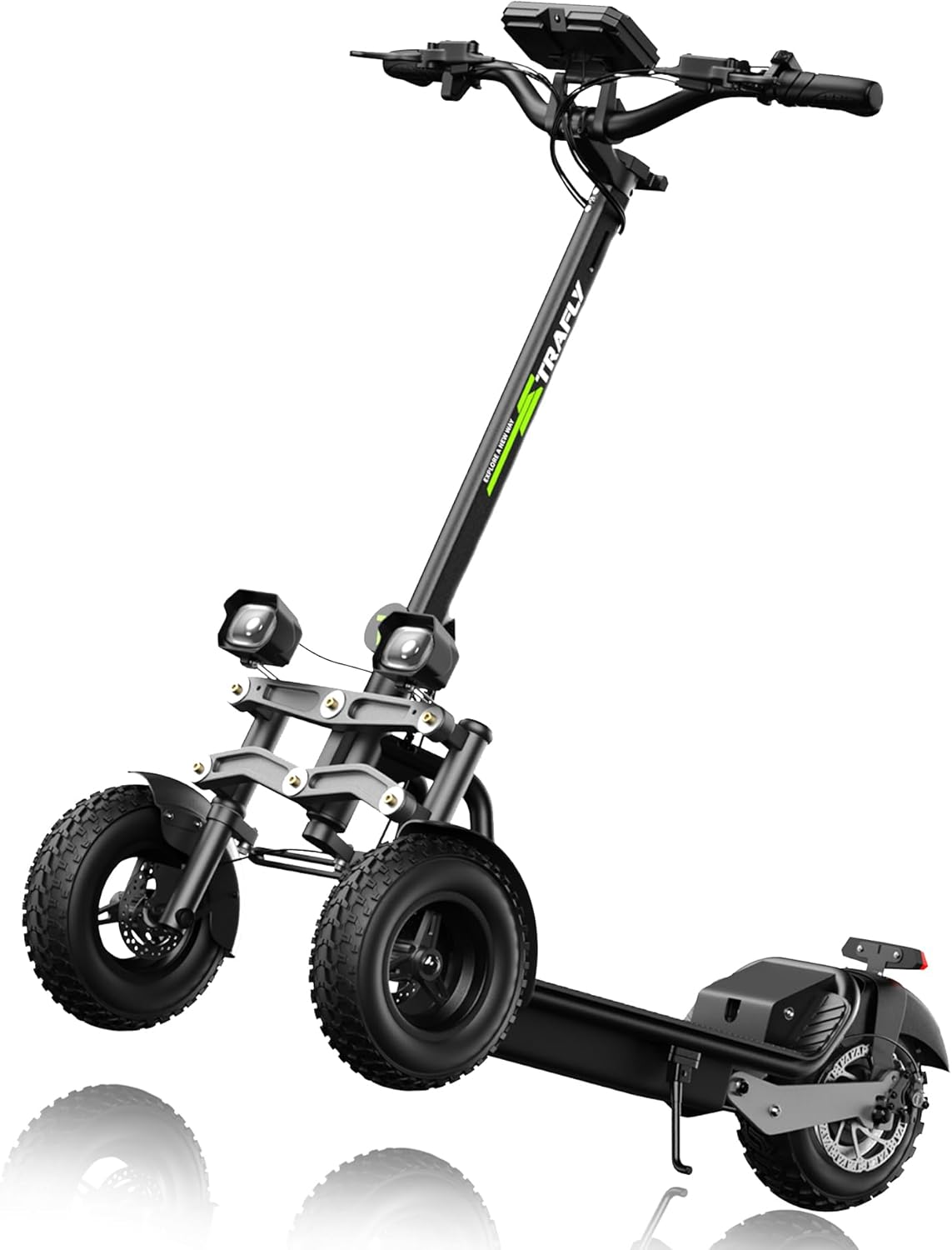 3-Wheel Electric Scooter for Adults, Dual 12“ Front/ 10” Rear Pneumatic Tires-Reverse Trike Design, All-Terrain 48V 1500W Motor, 47-Mile Range, 25 MPH, Hydraulic Brakes & Rear Suspension