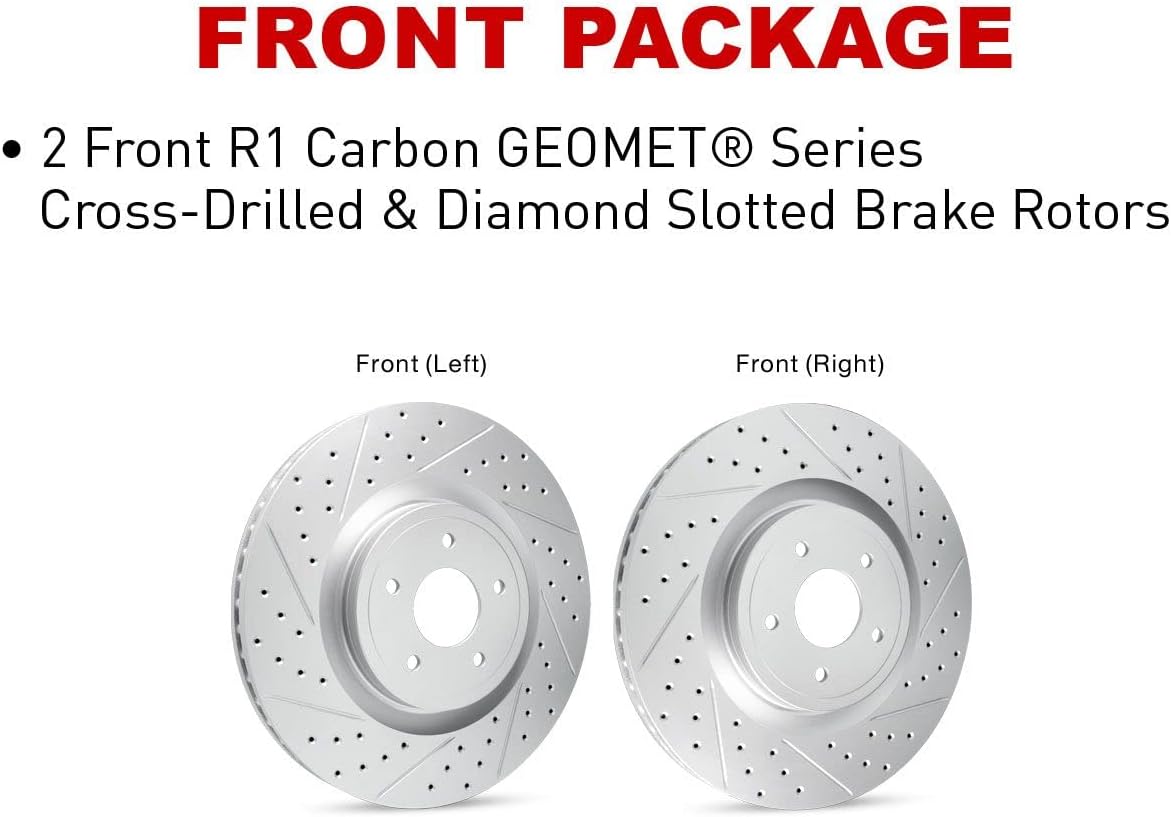 R1 Concepts Front Brake Rotors For 1995-2000 Lexus LS400| Drilled Slotted Disc Brake Rotors| Brakes and Rotors Brakes and Rotors