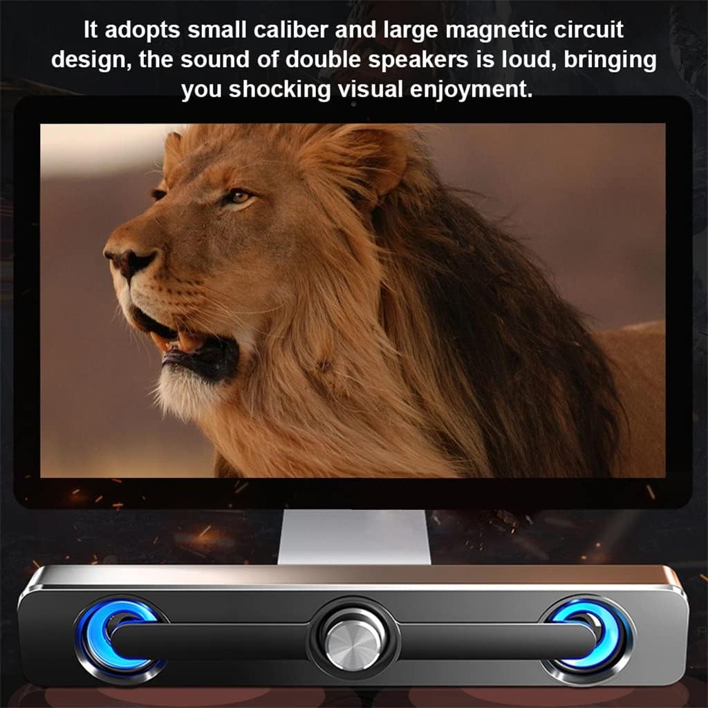 Computer Speaker 3W Wired Powerful Bar Stereo Subwoofer Bass Speaker Surround Sound Box for PC Laptop(D)