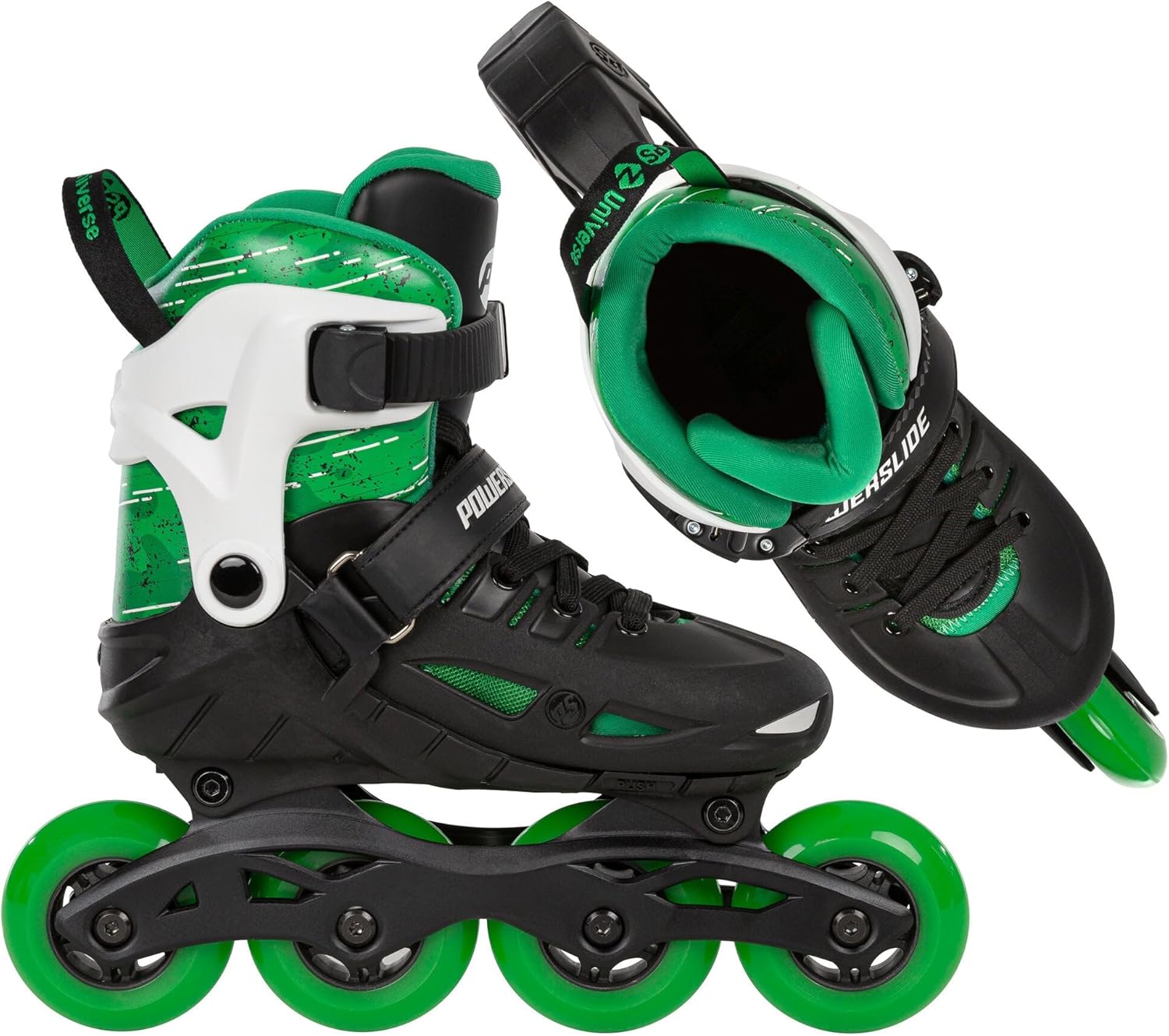 Powerslide Universe 940690 Inline Skates 4 W Green Adjustable for Children ABEC 7 Bearings