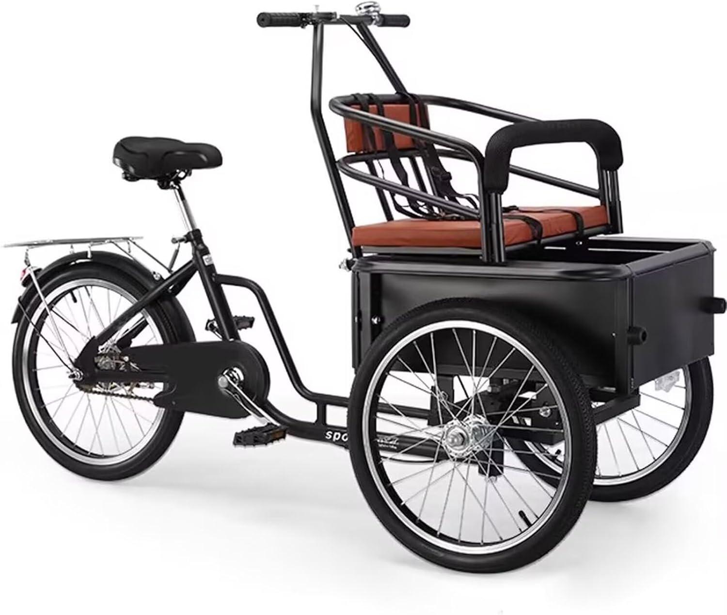 Inverted Pedal Tricycle with Front Large Seat,Adult Tricycle with Training Wheels to Pickup Kids,Pets,Dual Brakes,3 Wheels Bike,Pedal Assist Cruiser Trike for Cycling, Outing, Picnic