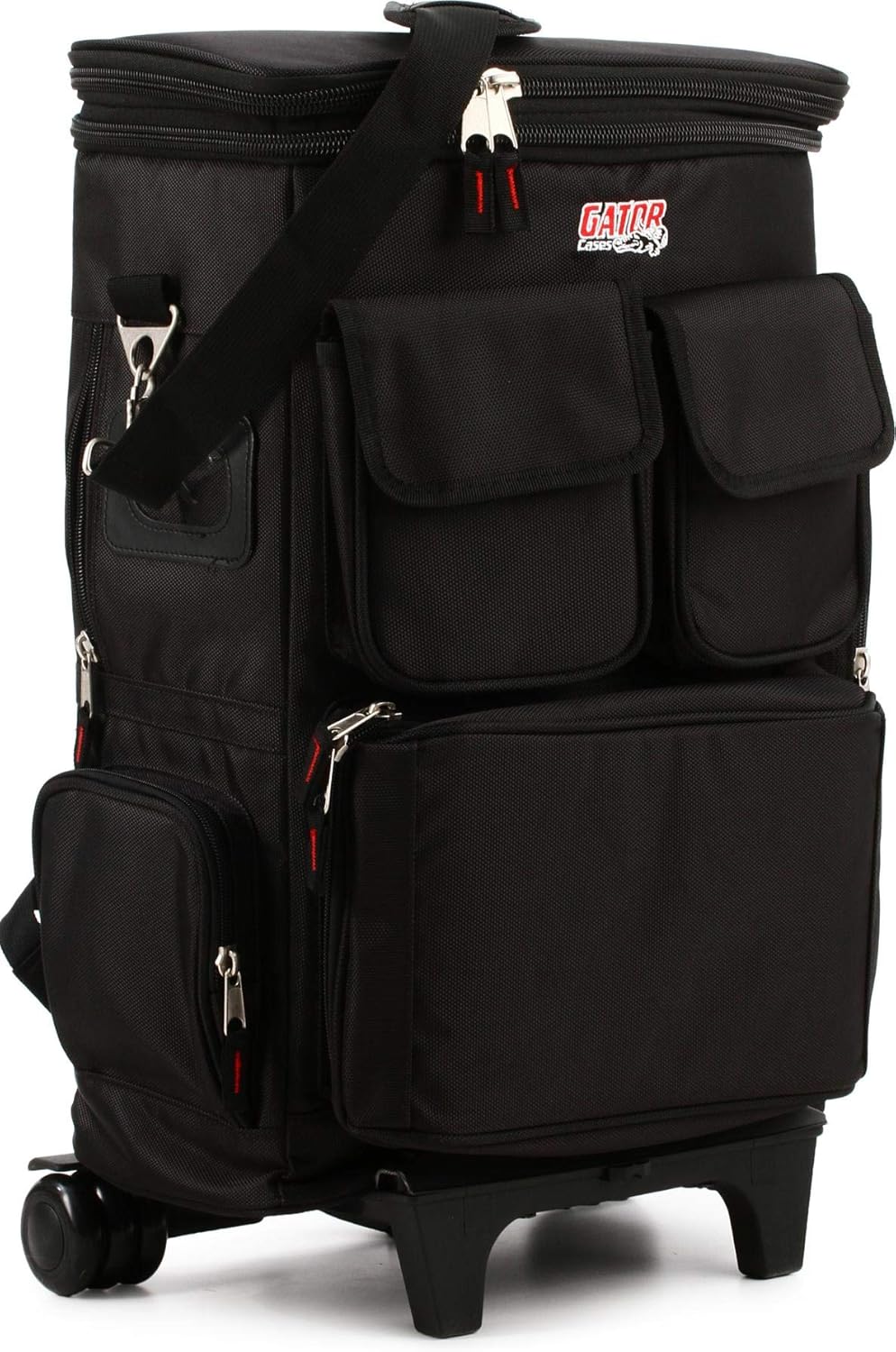 Gator Cases Lightweight Rolling Backpack Case with Pull Handle Fits 25-Note Micro Controllers and Laptop, (GK-LT25W)