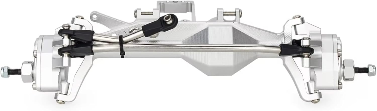 Compatible with SCX10 III H10 Optic 1/10 RC Cars Upgrade Parts Accessories Aluminum Offset Portal Axle Set with Servo Mount RC Front and Rear Axle(Silver,1Set)
