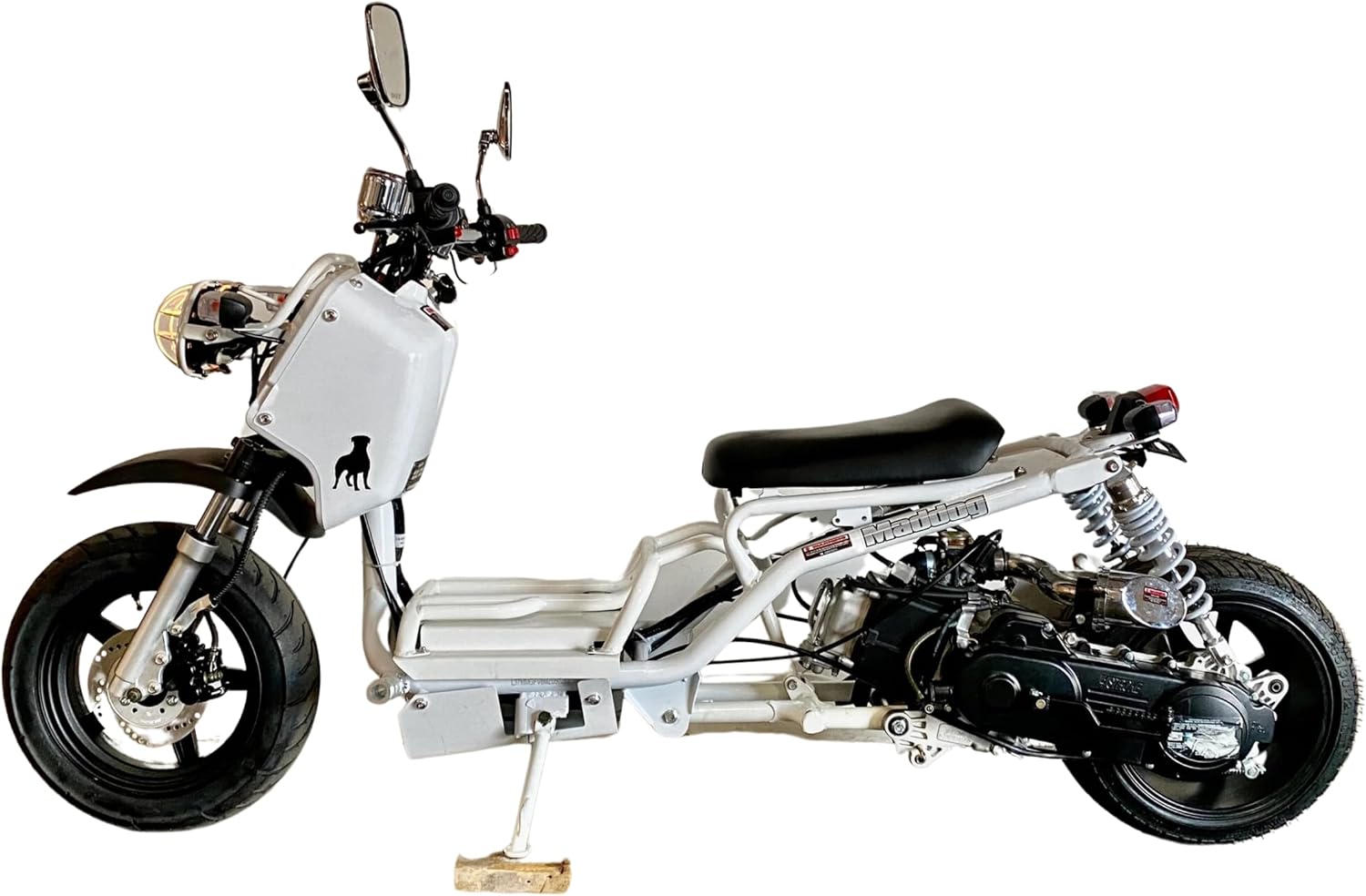 50cc Stretched Scooter Generation 1, Automatic Transmission, PMZ50-19, Wide 205/30-12 Rear Tire, Retro Speedometer, Gas Gauge, Street Legal Moped for Adults, Powerful 49cc GY6 Engine