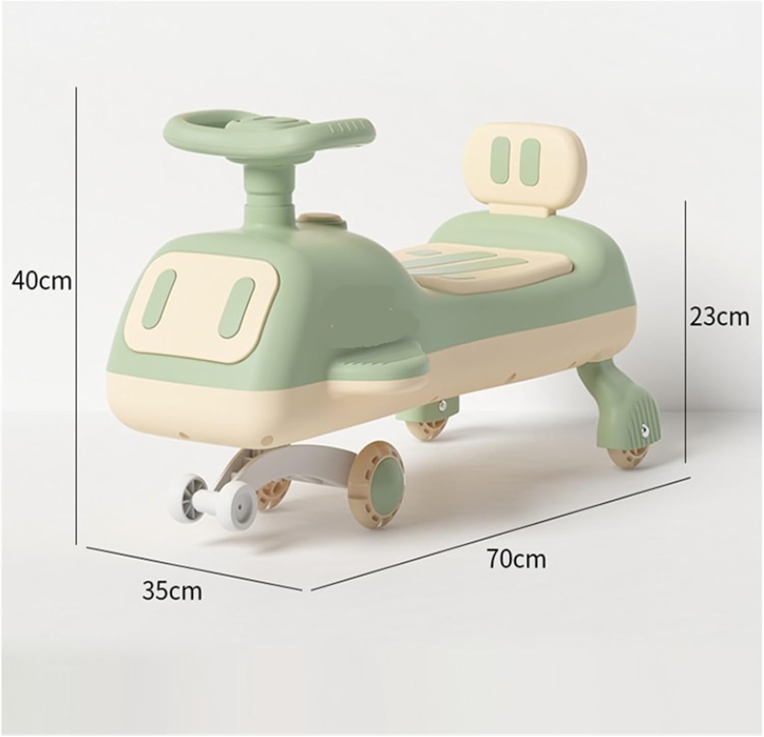 Swing Car Kids Ride On Toy with Music Flashing Wheels Anti-Rollover, for Ages 3 and Up Boys and Girls(Green)