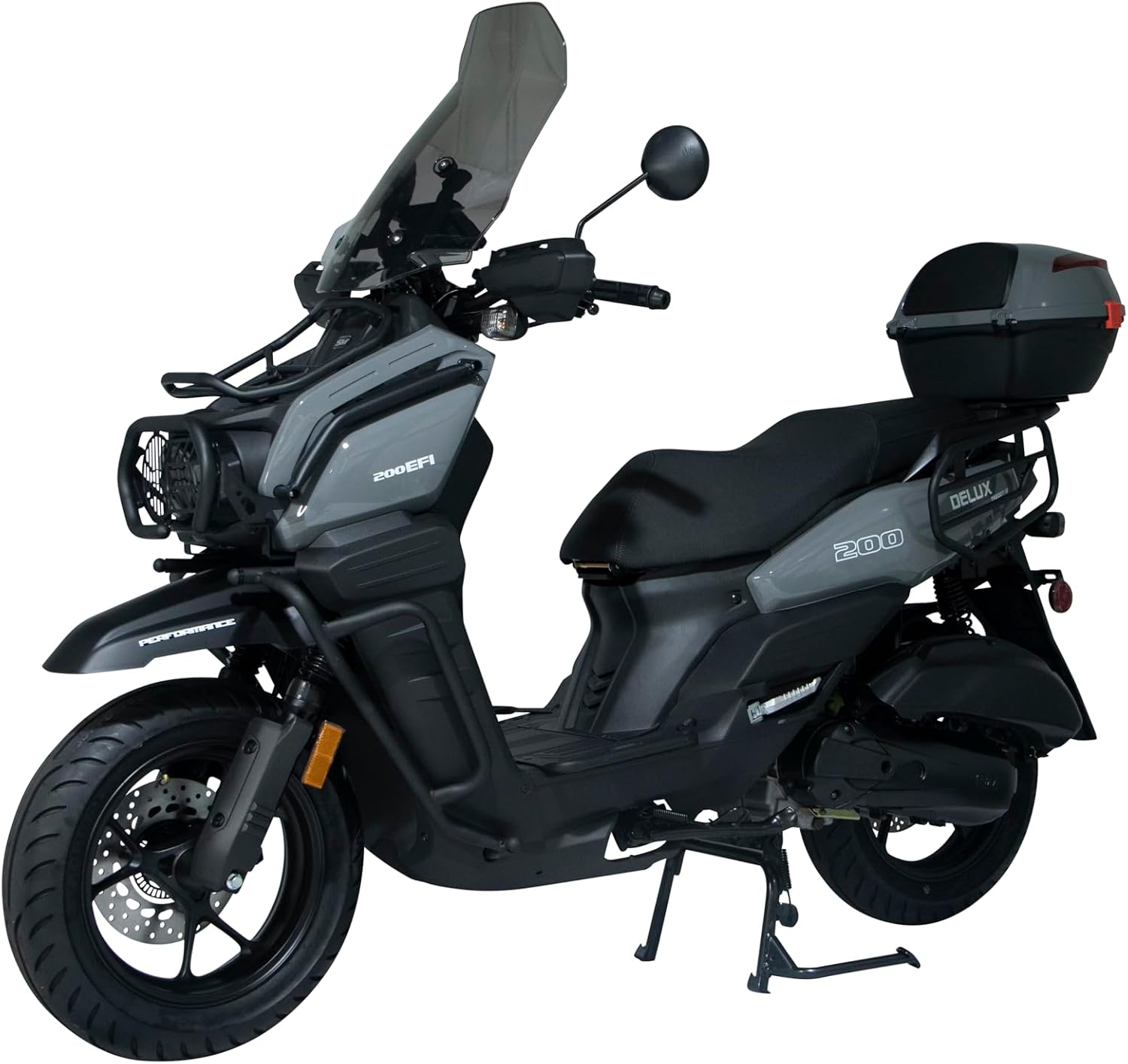 HHH Tank Supreme 200cc Motorcycle with Windshield Big Wheels EFI Scooter Street Bike Tank 200 Moped Fully Automatic with Matching Rear Trunk