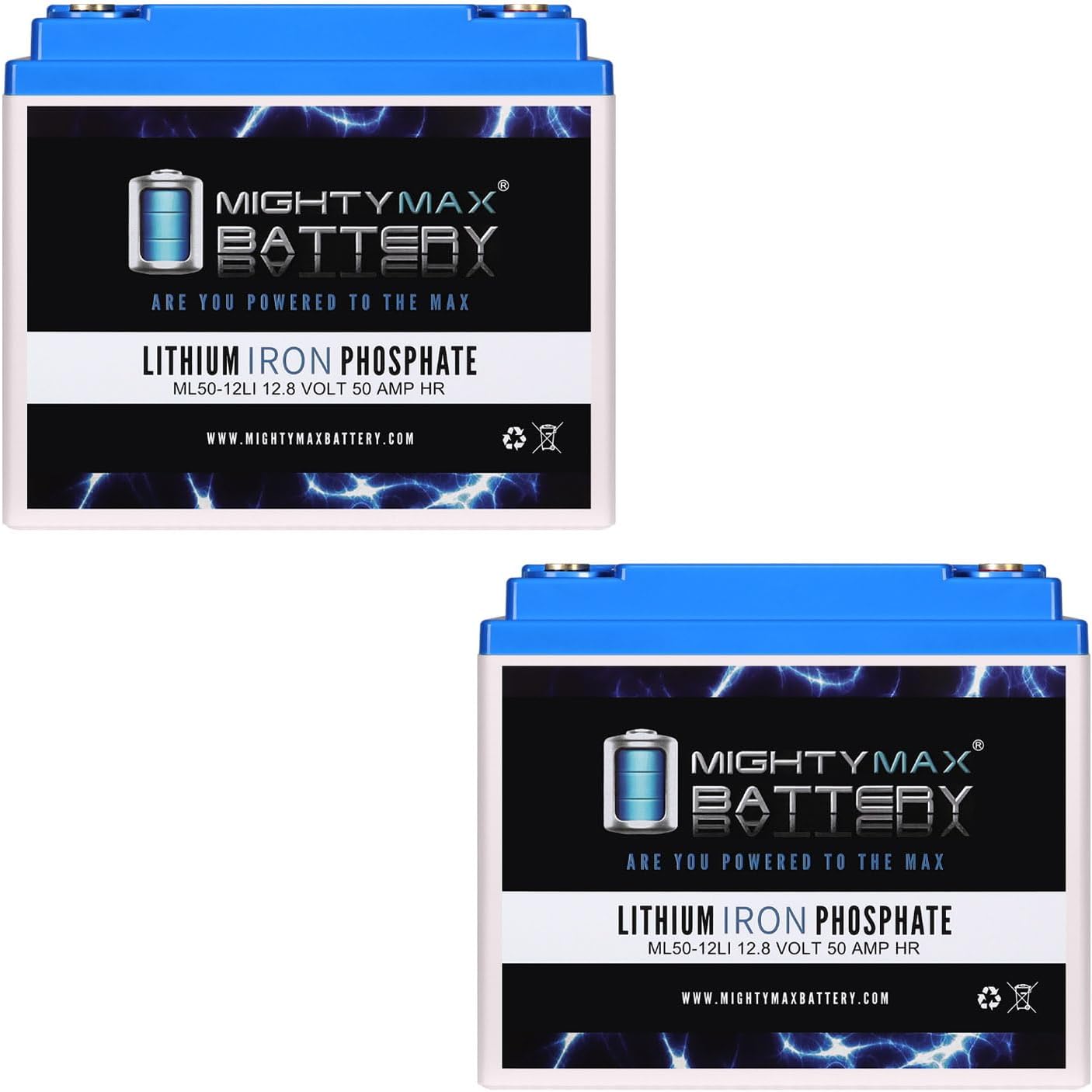 Mighty Max Battery 12V, 50Ah, Lithium, Replacement Battery Compatible with Permobil M300 PS JR Power Wheelchair - 2 Pack