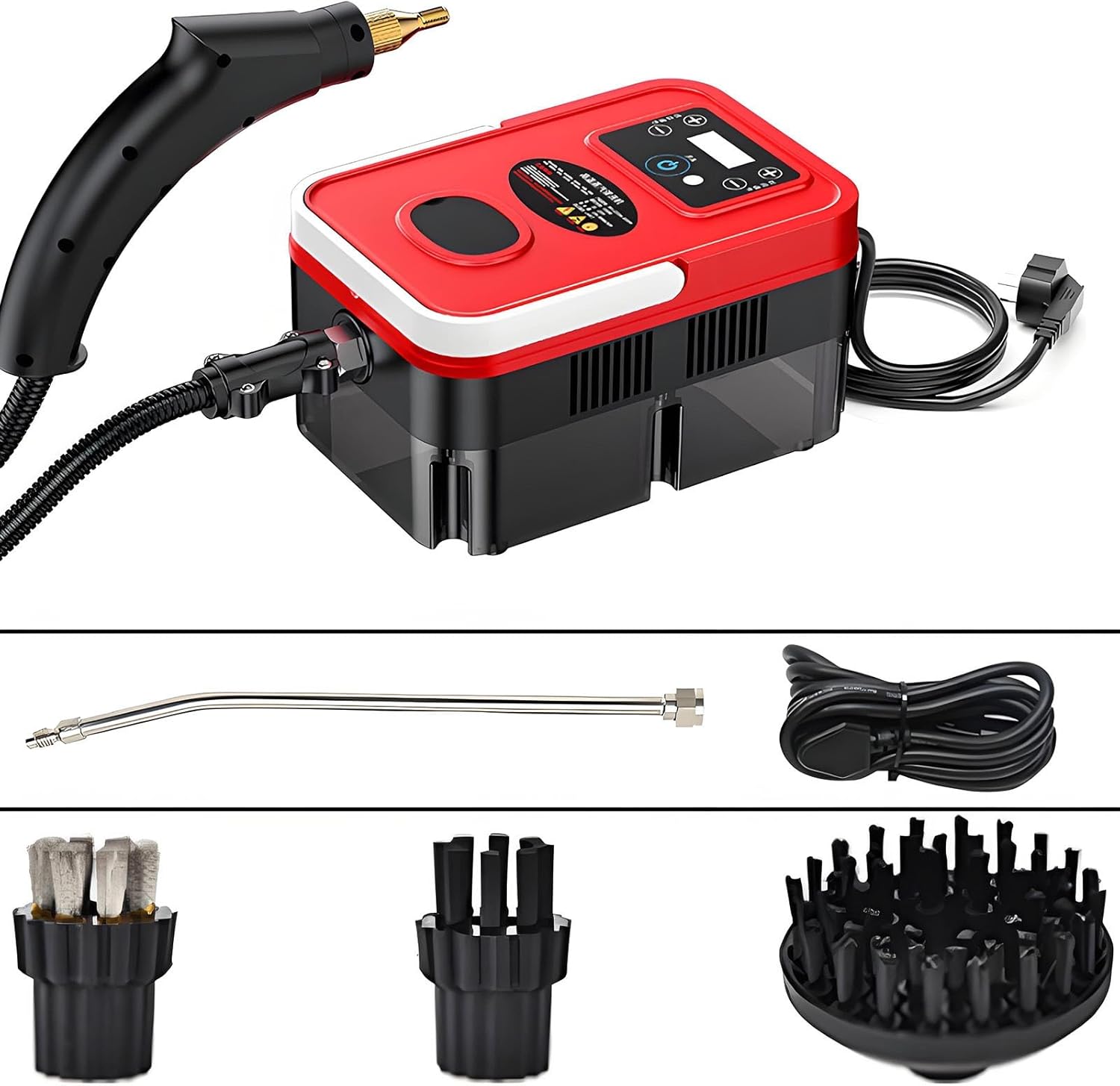 Handheld Steam Cleaner, Steam Cleaners Mop, Natural Steam Cleaner, Handheld Power Steam Cleaner for Home, Steam Cleaner, Touch Screen + 6 Adjustable Steam Levels for Bed Car Kitchen Bathroom(Red and b