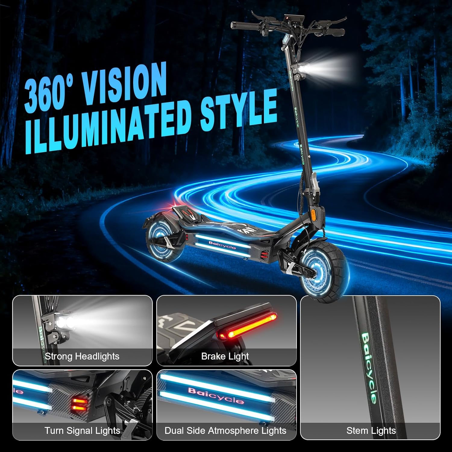 Electric Scooter with 6000W Torque Motor – UL Certified, 46MPH Top Speed, 50 Mile Long Range, 60V/30AH High-Capacity Battery, 10