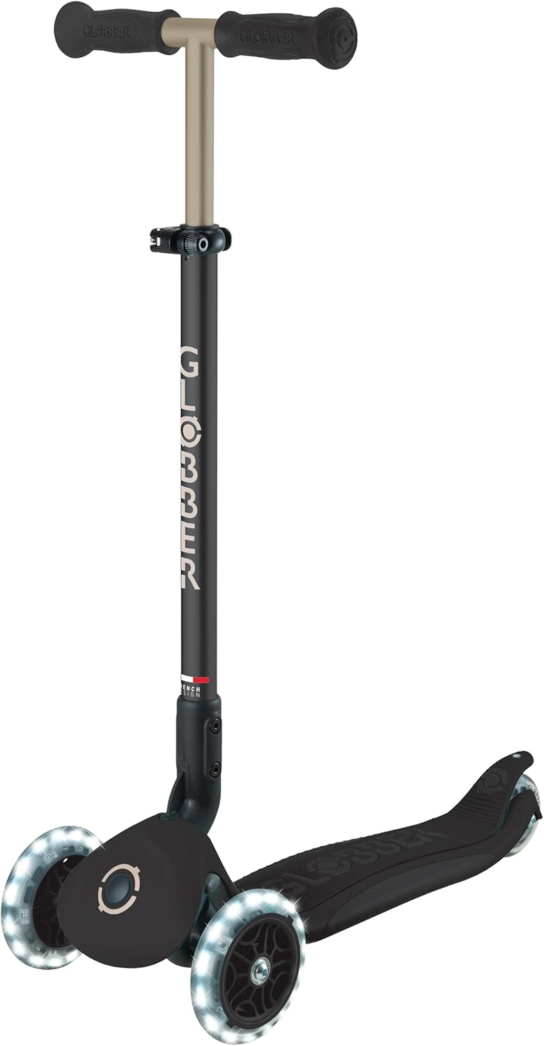 GLOBBER GO-UP Deluxe Lights - 3 in 1 Tricycle, 120/80 mm, ABEC 9, 3 Wheels, Height Adjustable, LED Light Wheels