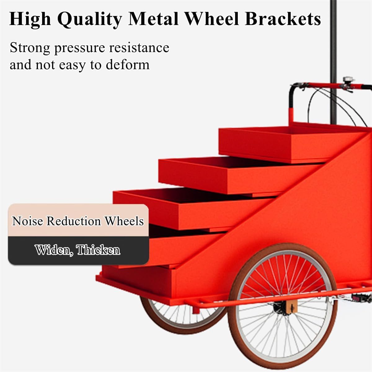 Mobile Tricycle Vending Cart - Food Kiosk Ice Cream Wagon, Snack & Drink Stand, Coffee Trailer, Portable Orange Trike Trailer for Outdoor Events & Festivals