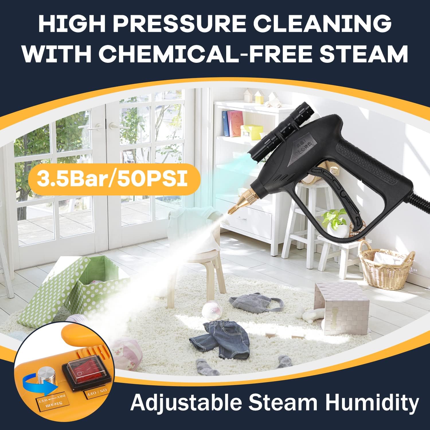 Moongiantgo High Pressure Steam Cleaner with A Set of Replacement Brushes