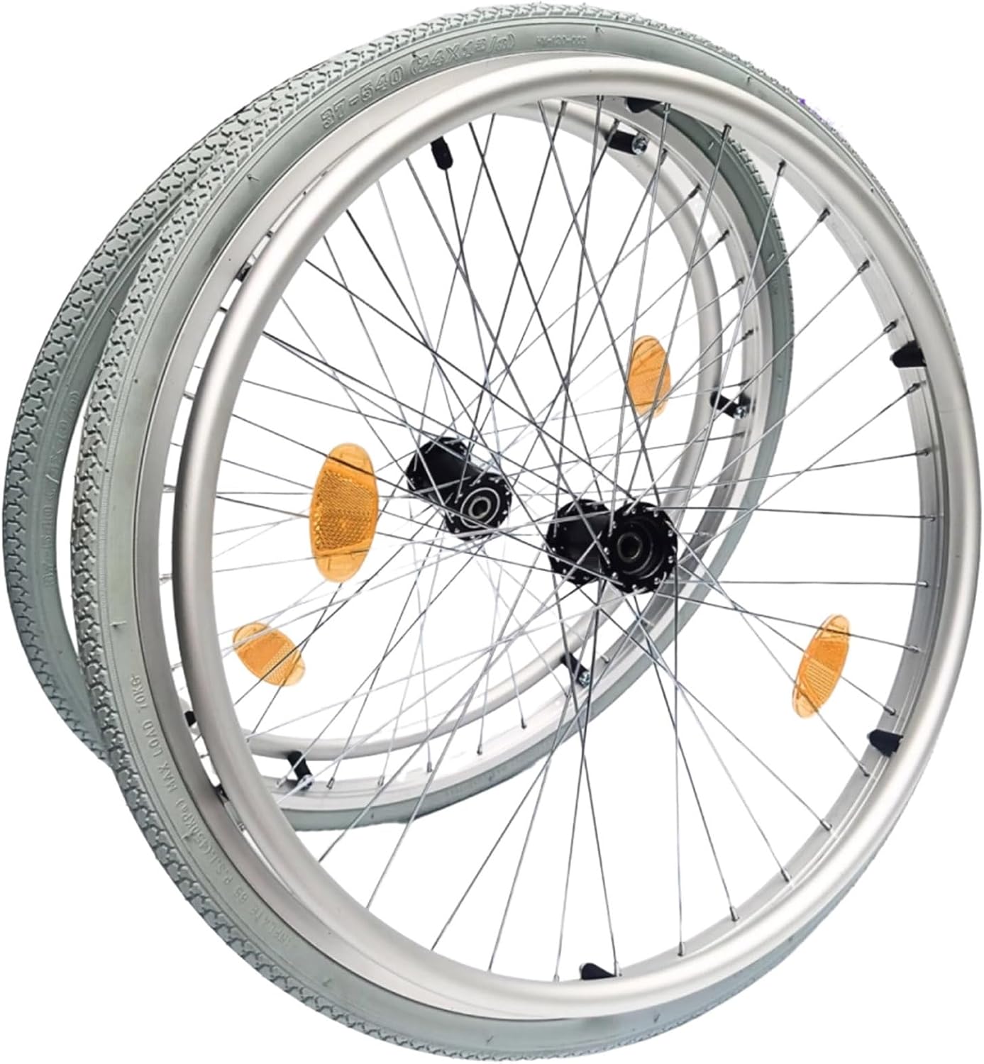 24x1.38 Wheelchair Rear Wheel Replacement Parts for Sports Wheelchair, 24 inch Pneumatic Tire Wheelchair Casters, Bearing: 12mm