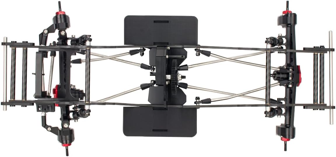 Carbon Fiber LCG Chassis Kit Frame Rails Skid Plate CMS Servo Panhard Mount for 1/10 RC Rigs Crawler Capra SCX10 II VS4-10 Comp Builds DIY Parts (Full Chassis Kit)