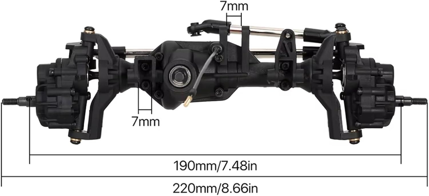 Compatible with Traxxas for TRX-4 1/10 RC Cars Upgrades Parts Modification Spare Front Rear Axles with T-Lock Differential RC car Front Rear axle(1set)