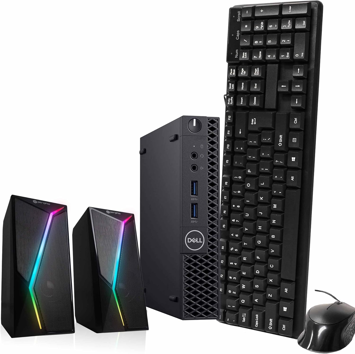 Dell Optiplex 3060 Mini PC | Windows 11 Pro | Intel i5-8500 | 16GB RAM + 500GB SSD | 5G WiFi + BT | Micro Desktop Computer | Keyboard + Mouse | RGB Speakers (Renewed)