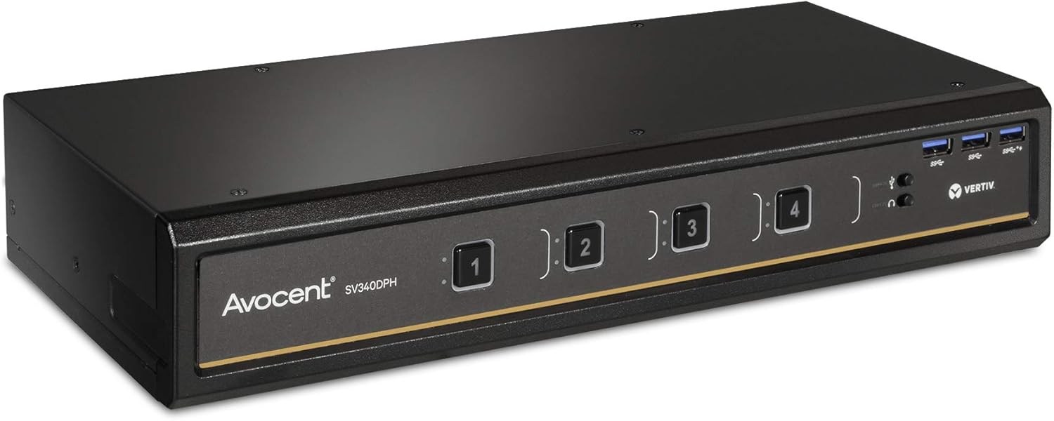 Vertiv SwitchView Desktop KVM, 4 Port, Single Head Monitor, Vertiv SwitchView Desktop KVM, KVM Switchbox, 4 Port, Dual Head Monitor, Universal Connector, TAA Compliant (SV340DPH-400)