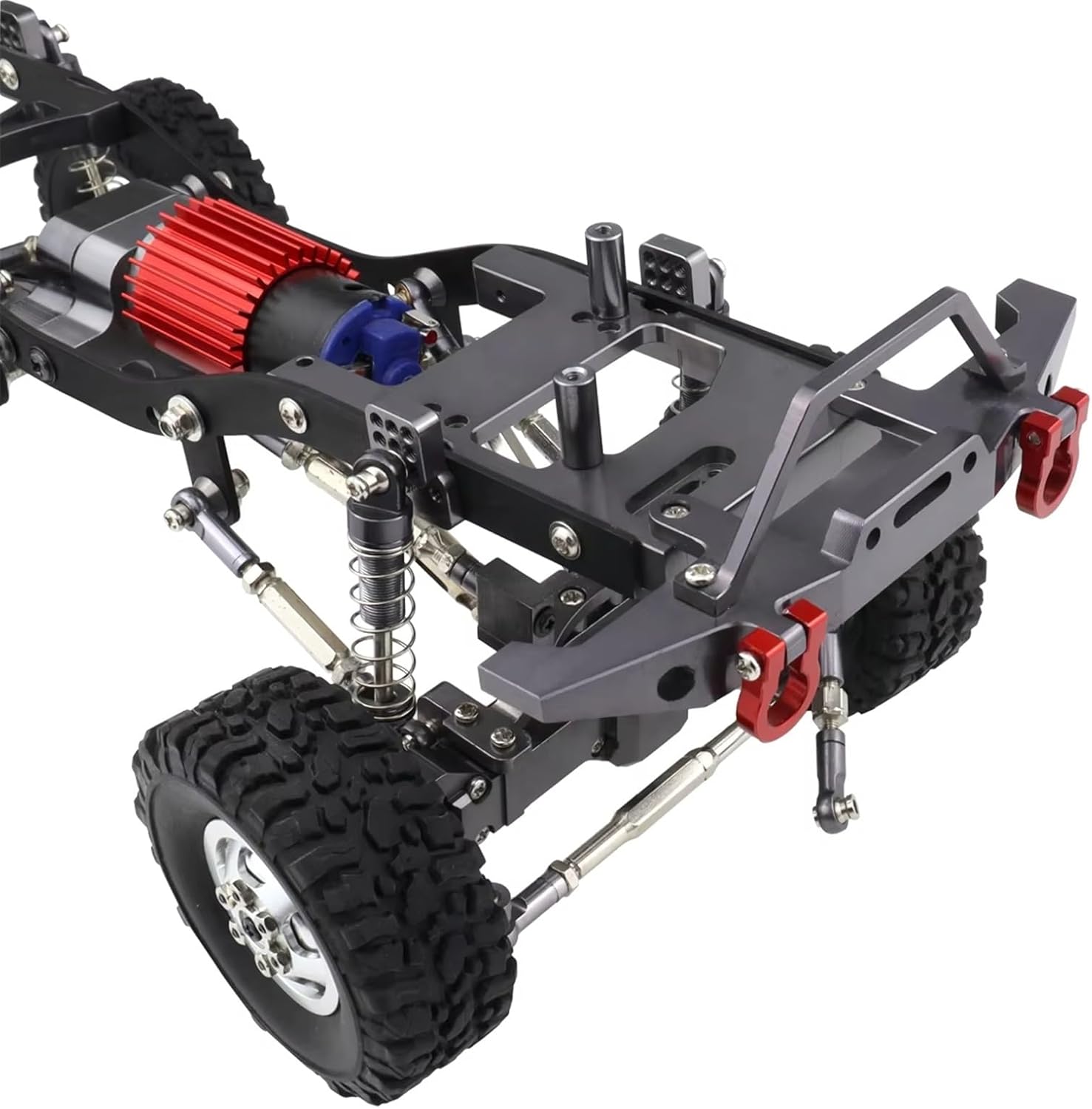 RC Cars Crawler Parts Compatible with WPL C14 C24 1/16 RC Car Metal Assembled Frame for Chassis Axle Gearbox Pull Rod Set Parts Accessories Whole Upgrade(Gray)