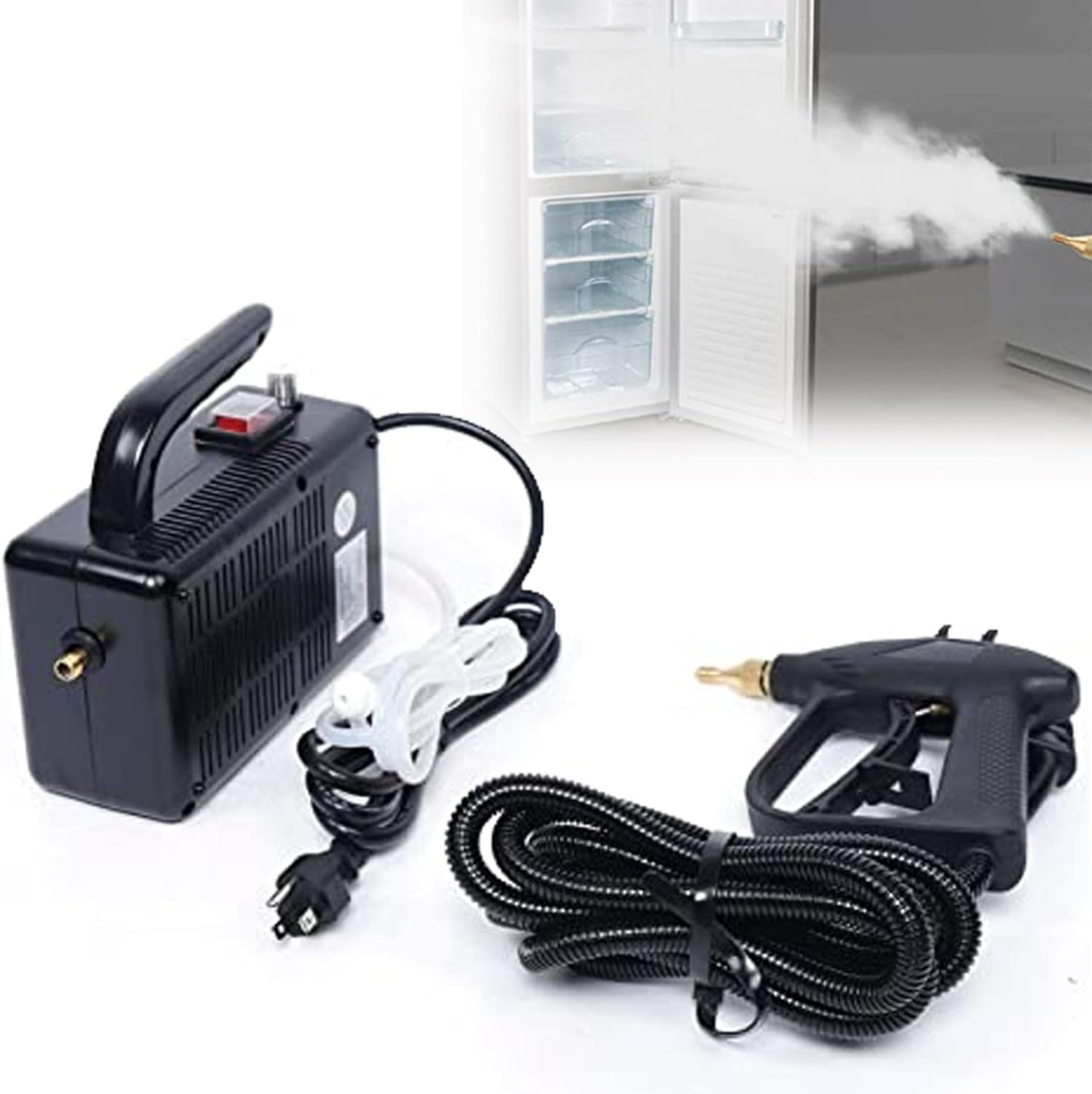 XYEJL 1700W 110V High Temperature Pressurized Steam Cleaner, Multi-Purpose Portable Mini Steam Cleaning Machine, Mobile Cleaning Machine Power Steamer for Furniture Car Household,Black