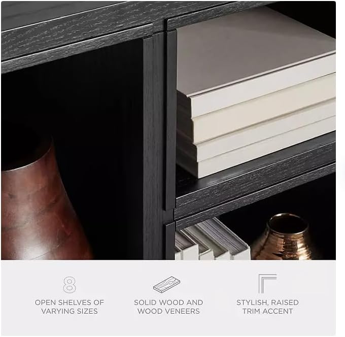 Durable Wood Stackable Modular Bookcase, Charcoal