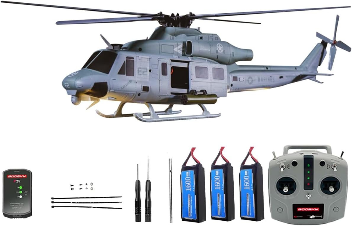 Helixsun GOOSKY E2 UH-1Y RC Helicopter, 2.4G 6CH Dual Brushless Direct Drive Helicopter Model with Lidar Positioning GPS Hold,Mode 1/2 Switchablfor RC Enthusiasts(RTF)