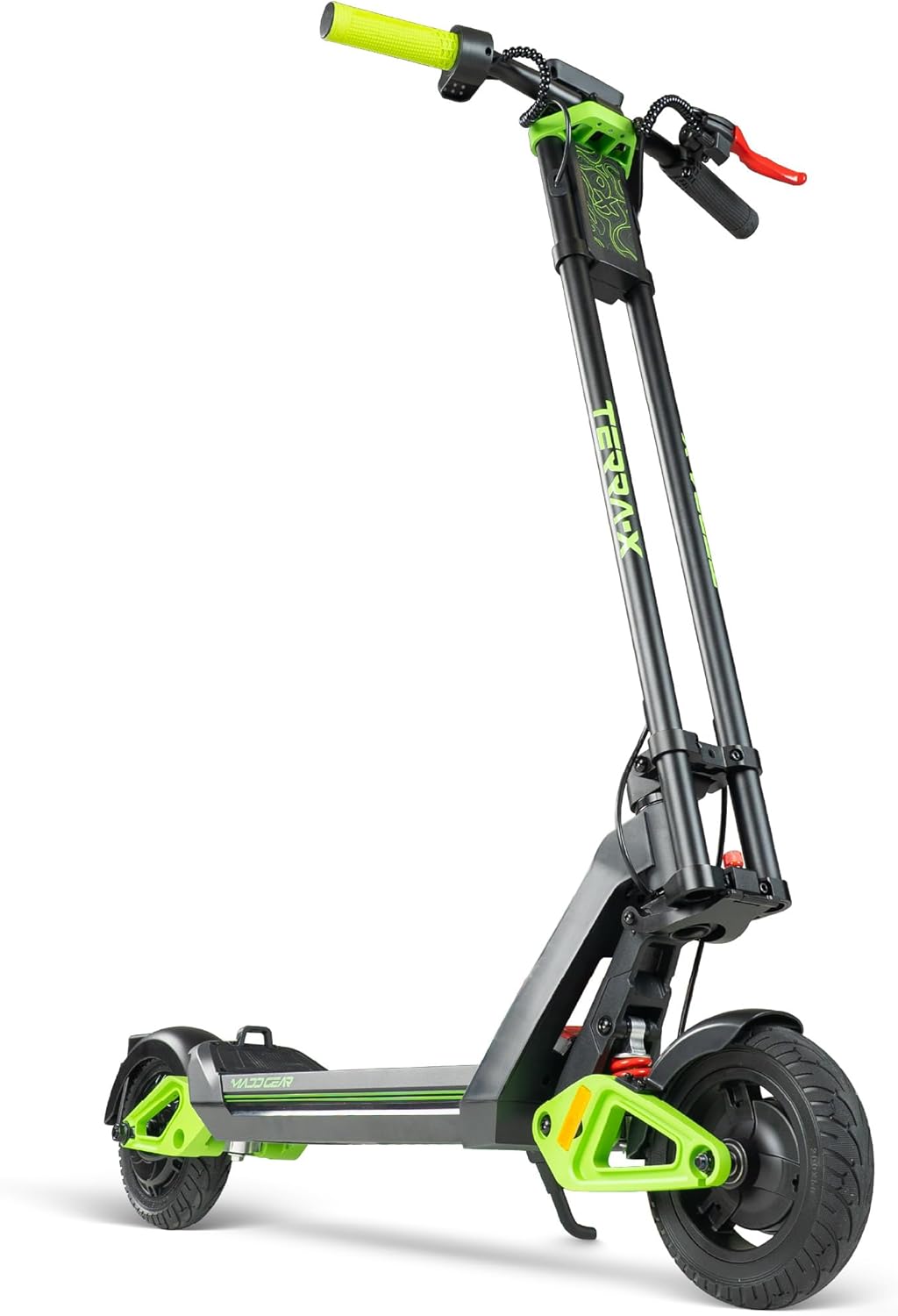 Electric Scooter for Teens and Adults – Up to 15.5 MPH, 12.4 Mile Range, Suspension, Folding Frame – Lightweight & Affordable E-Scooter with Solid 8” Tires – Madd Gear Terra-X