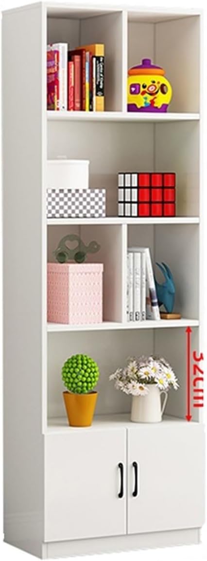 KIRANDY Solid Wood Bookshelf, Freestanding Living Room Display Cabinet, Tiered Storage Shelf, Household Bookcase (Color : 4layers 2doors 60x30x180cm)