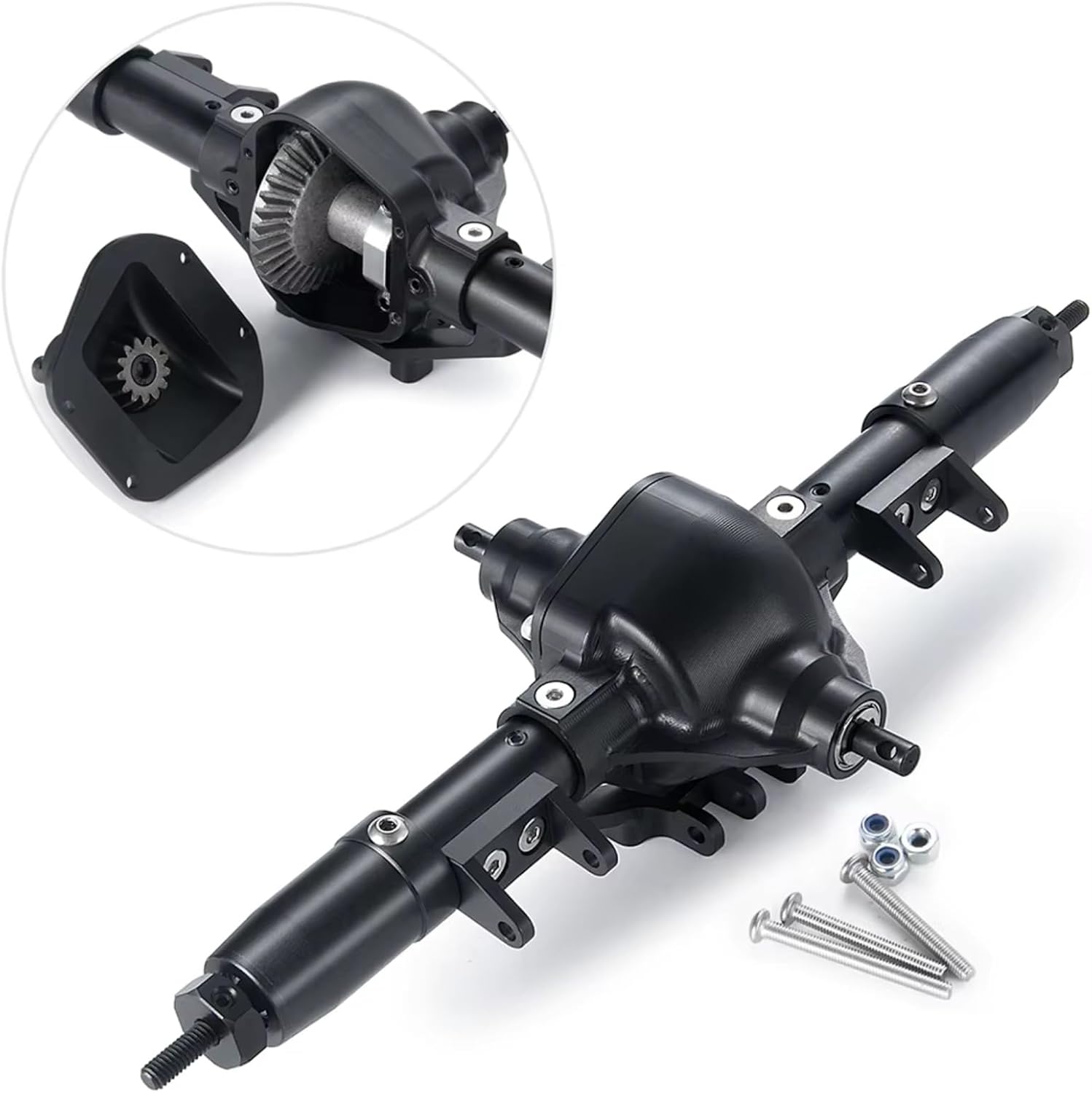 Compatible with Axial for SCX10 1/10 RC Crawler Car Upgrade Parts Accessories CNC Metal Alloy Front/Middle/Rear Complete Axle RC Front and Rear Axle(1Set)