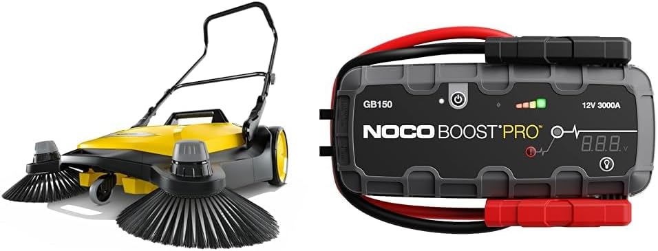 Karcher Kärcher - S 6 Twin Walk-Behind Outdoor Hand Push Floor Sweeper - 10 Gallon Capacity & NOCO Boost Pro GB150 3000A UltraSafe Car Battery Jump Starter, 12V Battery Pack, Battery Booster