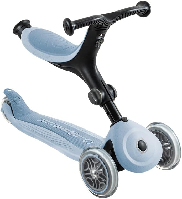 Globber GO•UP Active Eco 3-Wheel Scalable Scooter with Seat, for Children 15 Months to 6 Years, Sky Blue