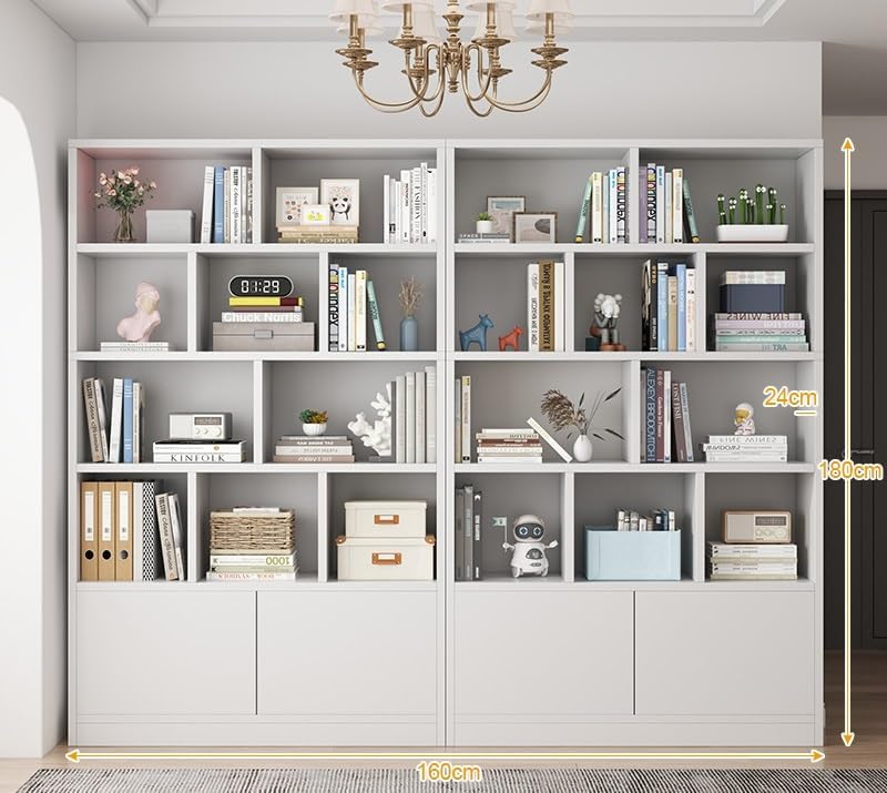 Solid Wood Combo Reading Bookshelf, Wall-Leaning Bookcase Display Shelves Wine Cabinet Entryway Divider Rack (Color : Walnut Color 100x24x180cm) (White 160x24x180cm)