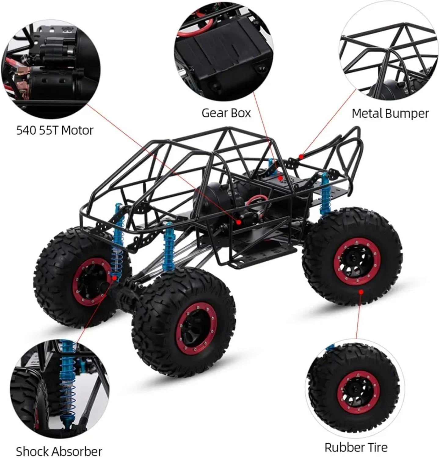 RC Parts for Axial for SCX10 II 90046 90047 1/10 RC Parts Crawler for Climbing Car DIY 313mm RC Car Frame Wheelbase Chassis Frame with Tries(Color1)