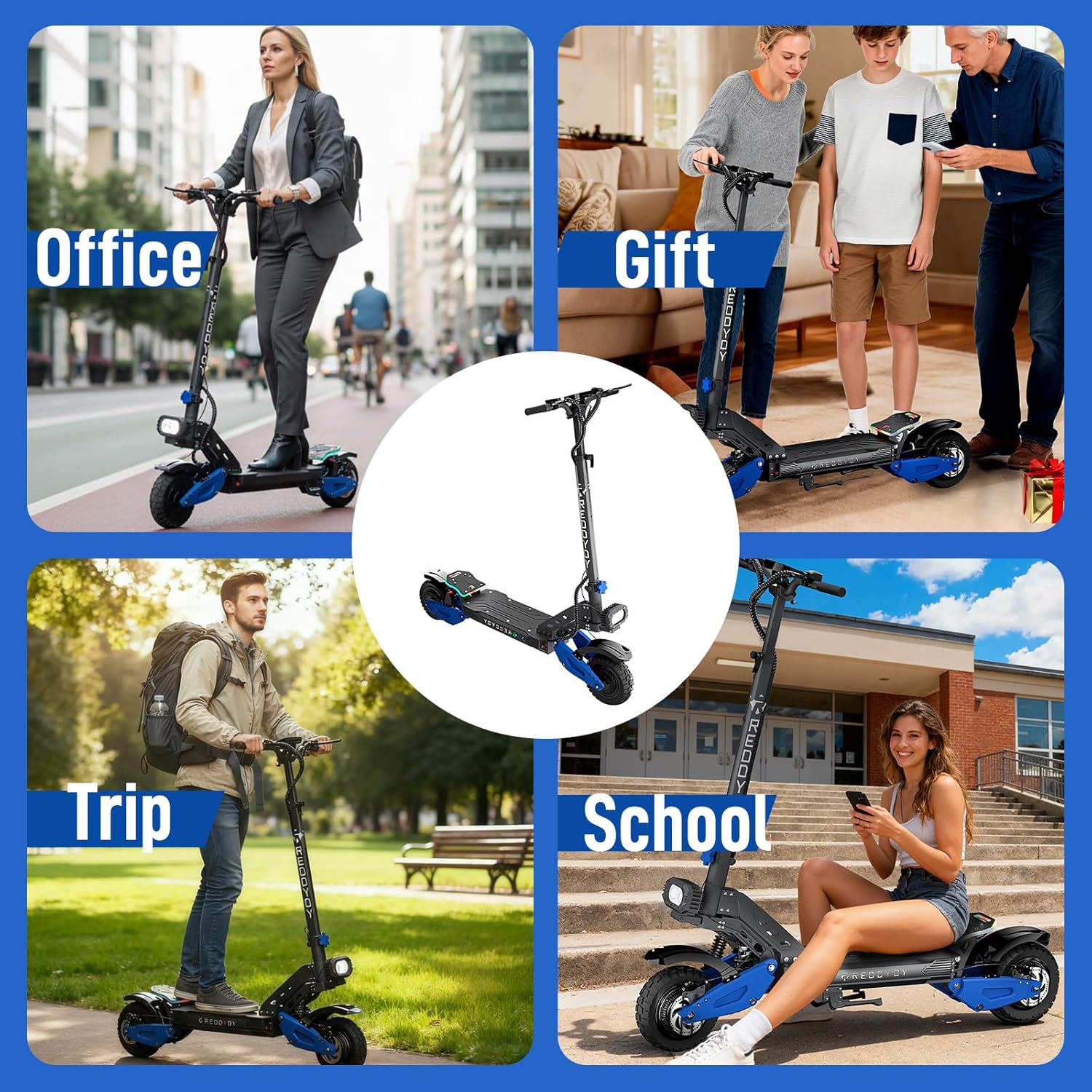 YING LU 5000W Dual Motor Off-Road Electric Scooter for Adults, 50MPH All-Terrain Electric Scooter, Foldable Design with Adjustable Handlebars, 60V 25AH Long-Range