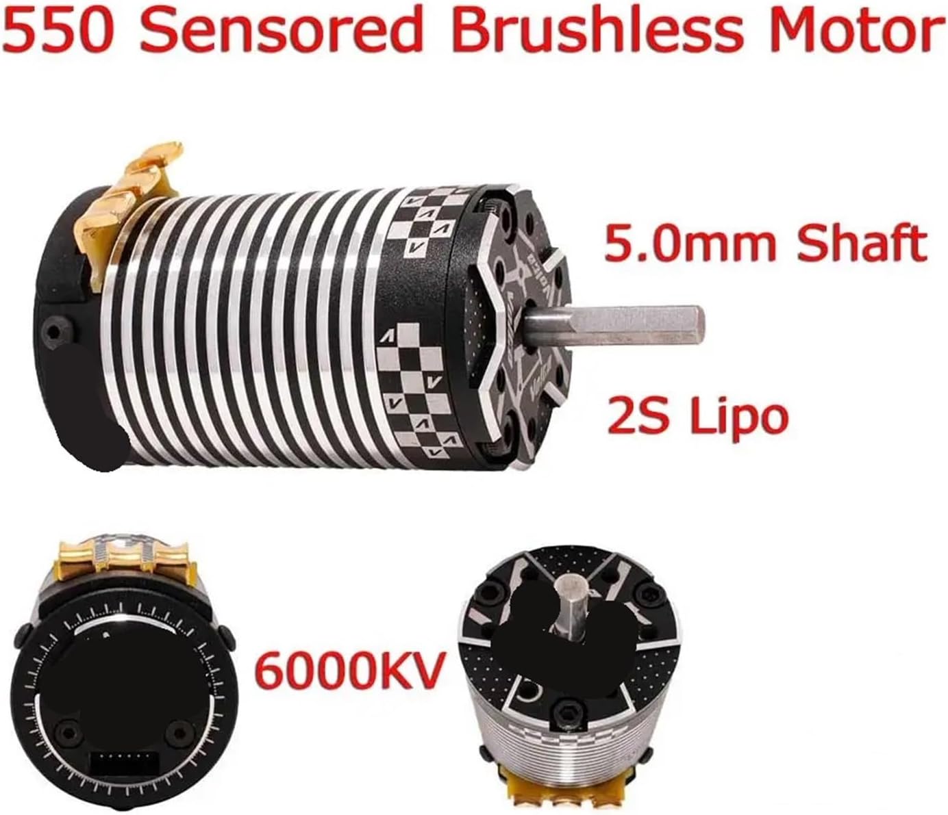550 6000KV Sensored Brushless Motor 2S 5.0mm Shaft