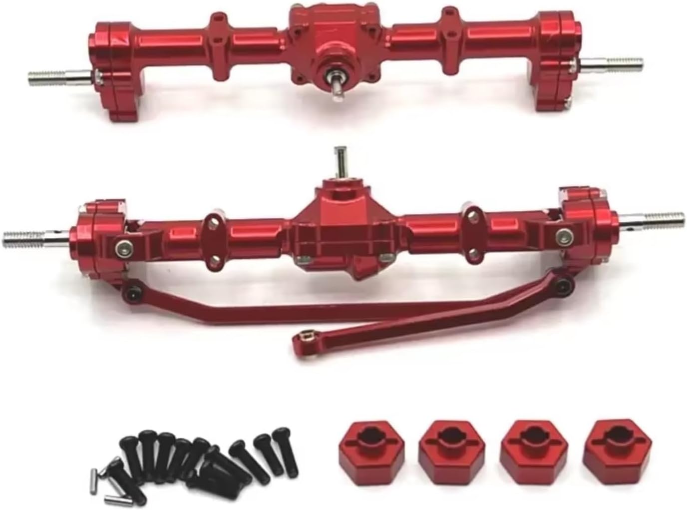 RC Models Parts For MN For MN168 1/12 RC Car Upgrade Parts Metal Portal Axle Kit Front And Rear Assembly 12mm Adapter(Red)