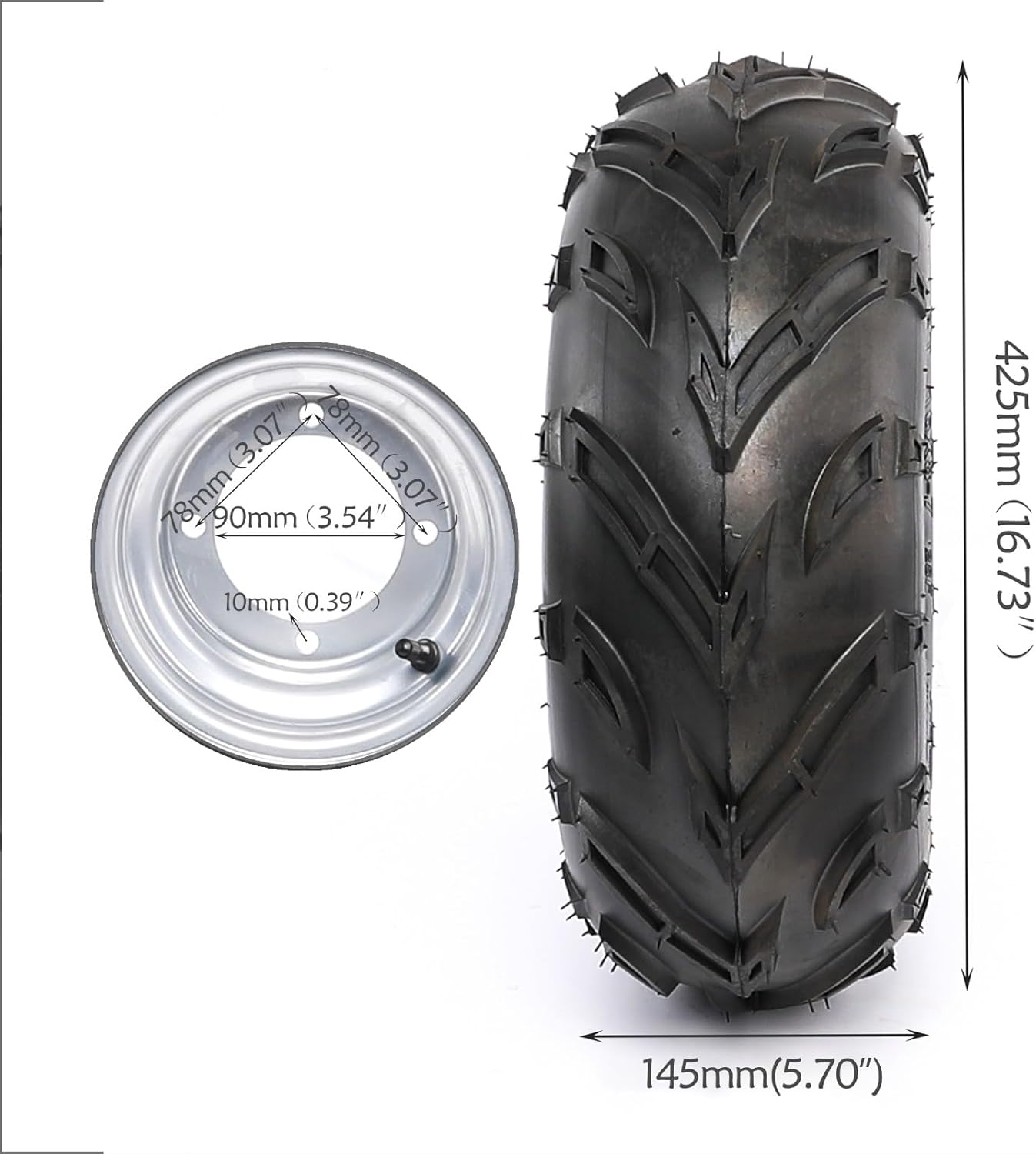 16x8-7 ATV Tubeless Tire Set with 7