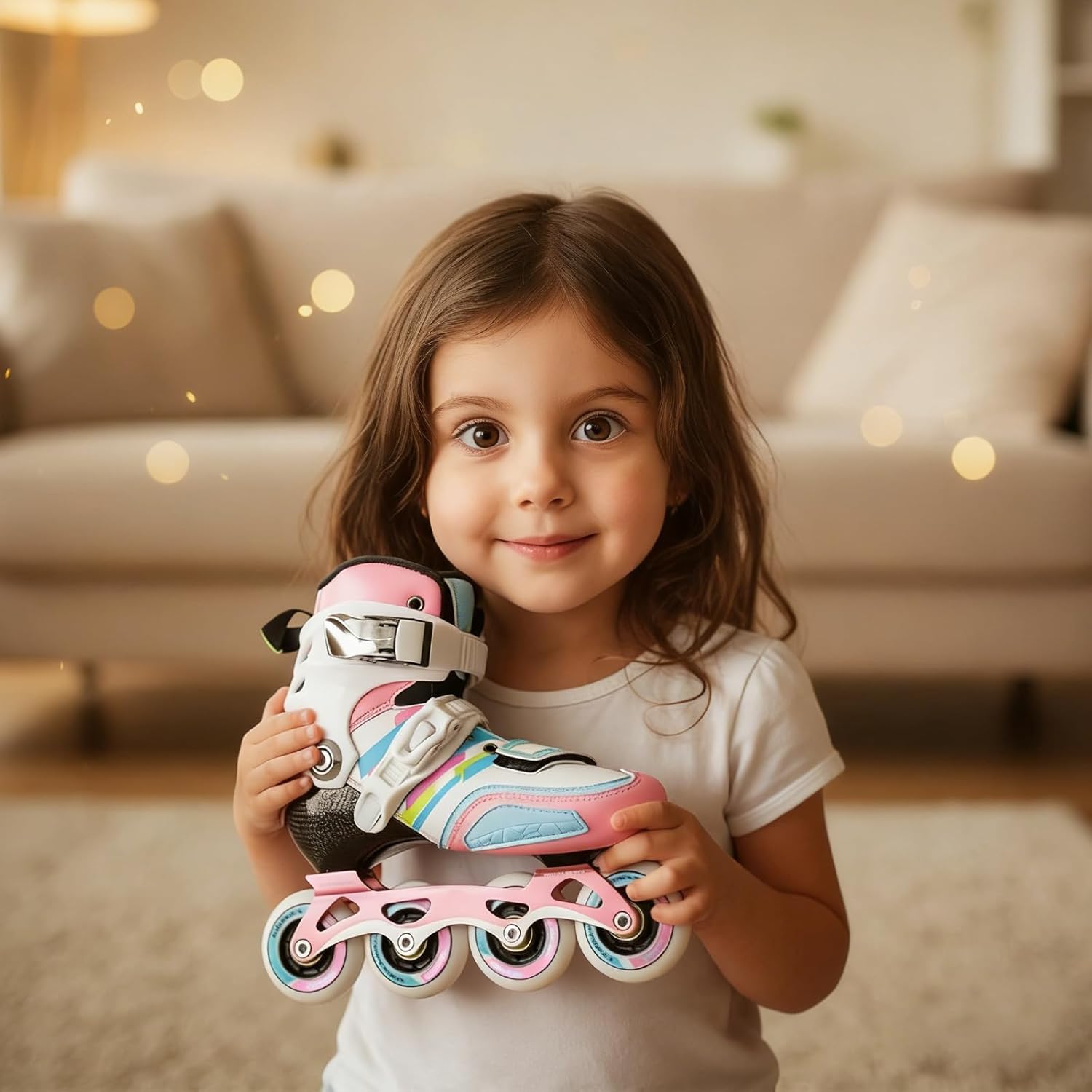 Inline Skates for Girls Boys, Performance Carbon Fibre Roller Skates Blades for Kids Ages 4-12 with PU Wheels, Fun Beginner Skates for Outdoor & Indoor