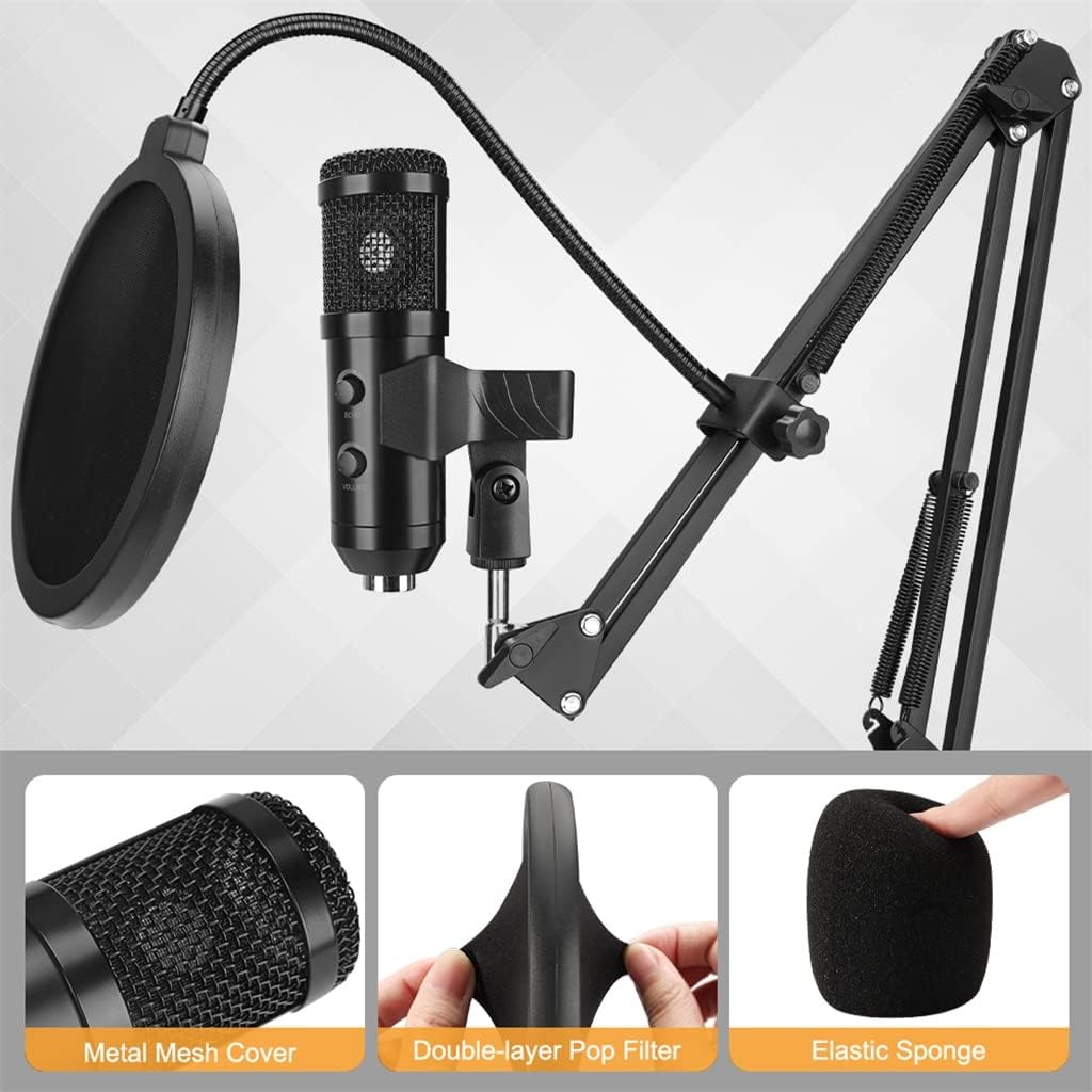 USB Condenser Microphone Game Recording for Computer Cardioid Condenser Microphone with Adjustable Metal Arm Stand (E20 4)
