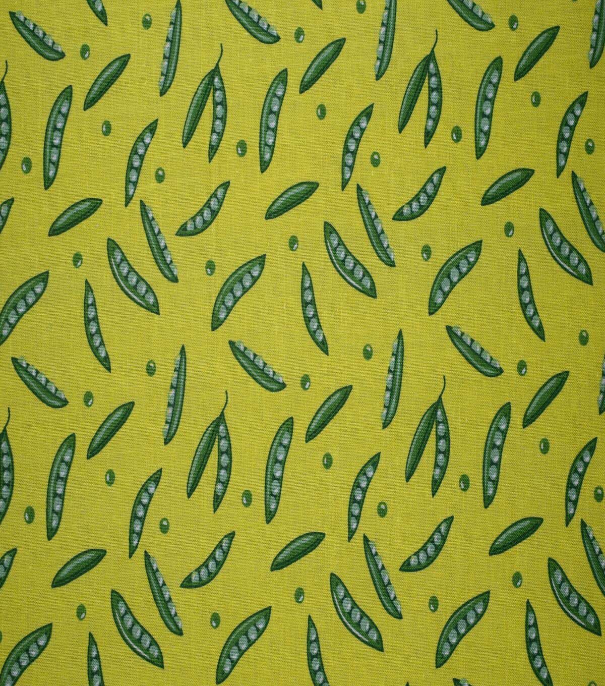 Garden Pea Pods on Yellow Cotton Fabric by Quilter's Showcase