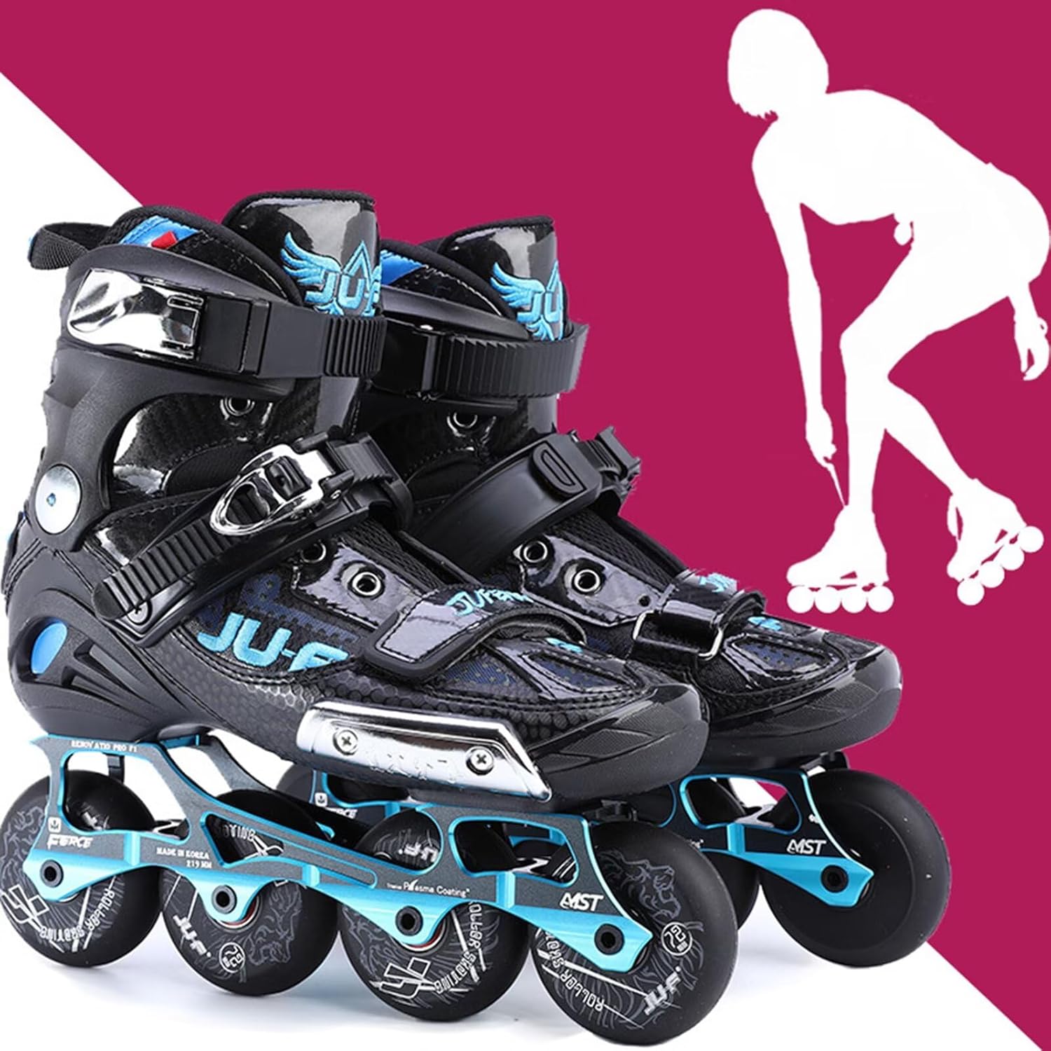 Inline Racing Skate for Men and Women 4 Wheel Single Row Fancy Roller-Skates Professional Club Stunt Fitness Outdoor Indoor