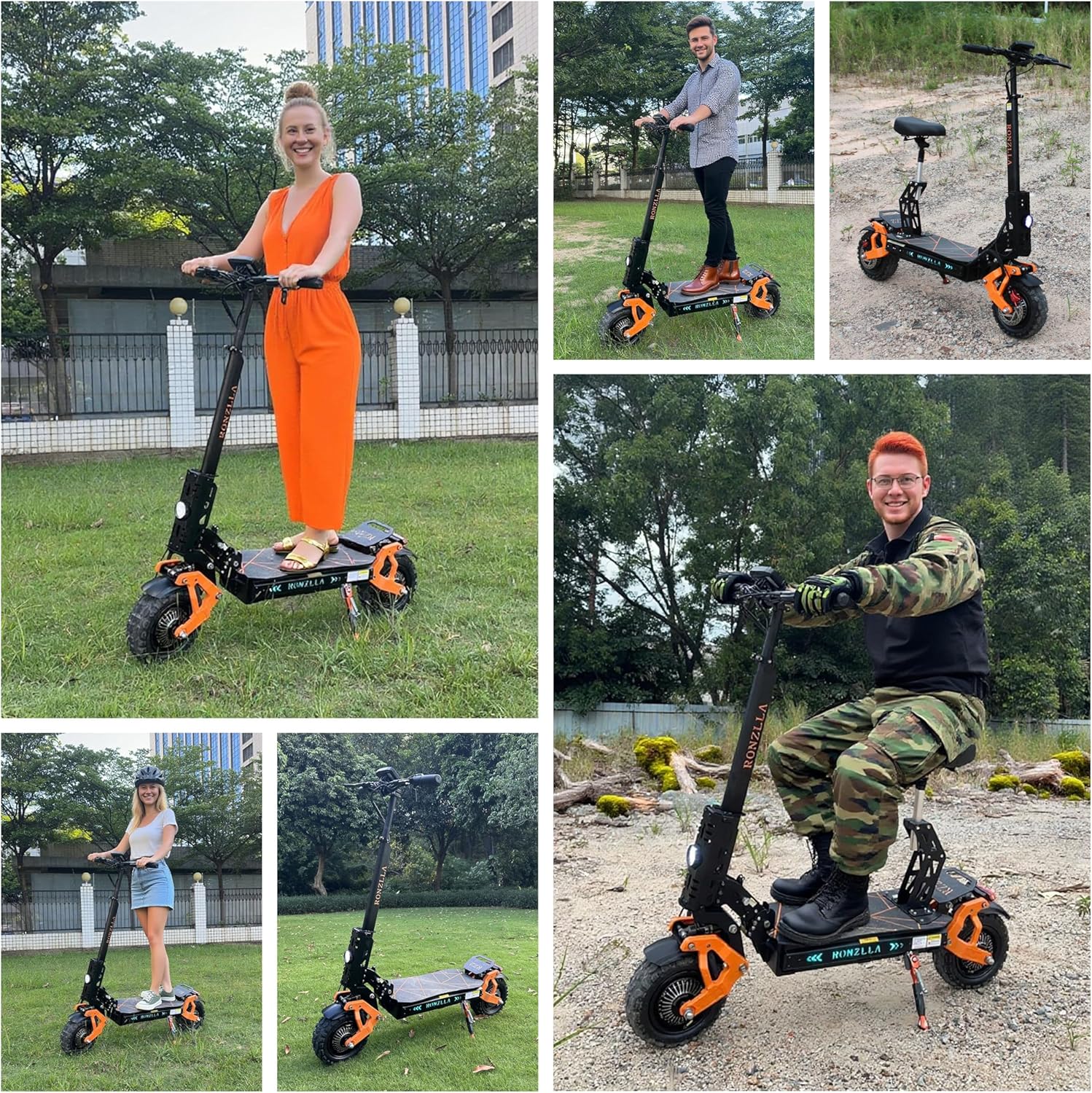 Fast Electric Scooter RZ2, 50 MPH High Speed Off Road E Scooter with 5600w Dual Motor 60 Mile Long Range & Seat for Adults