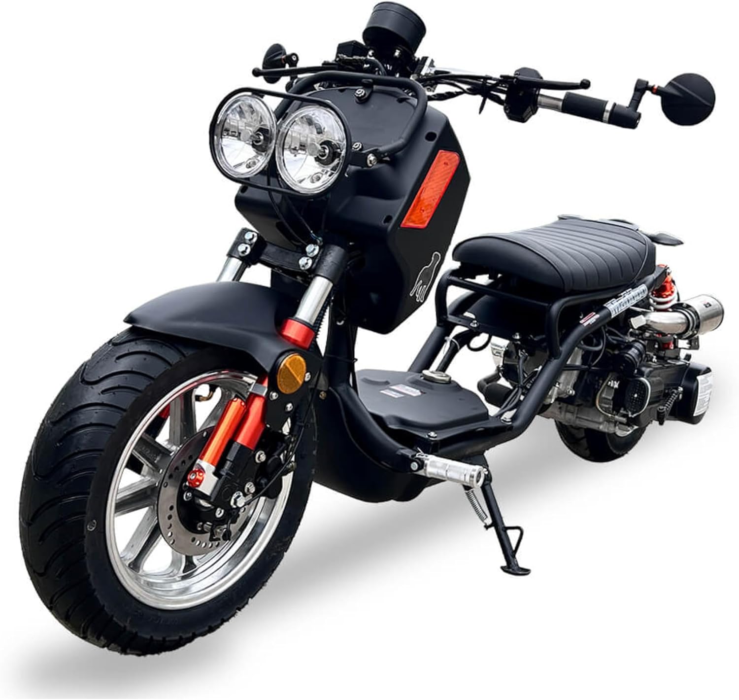 150cc Mean Dog Scooter Generation 4 Automatic Transmission PMZ150-21, Street Legal Motorcycle for Adults, LED Headlights Digital Speedometer, Stretched-Out Ruckus Style Powerful GY6 Engine Smooth Ride