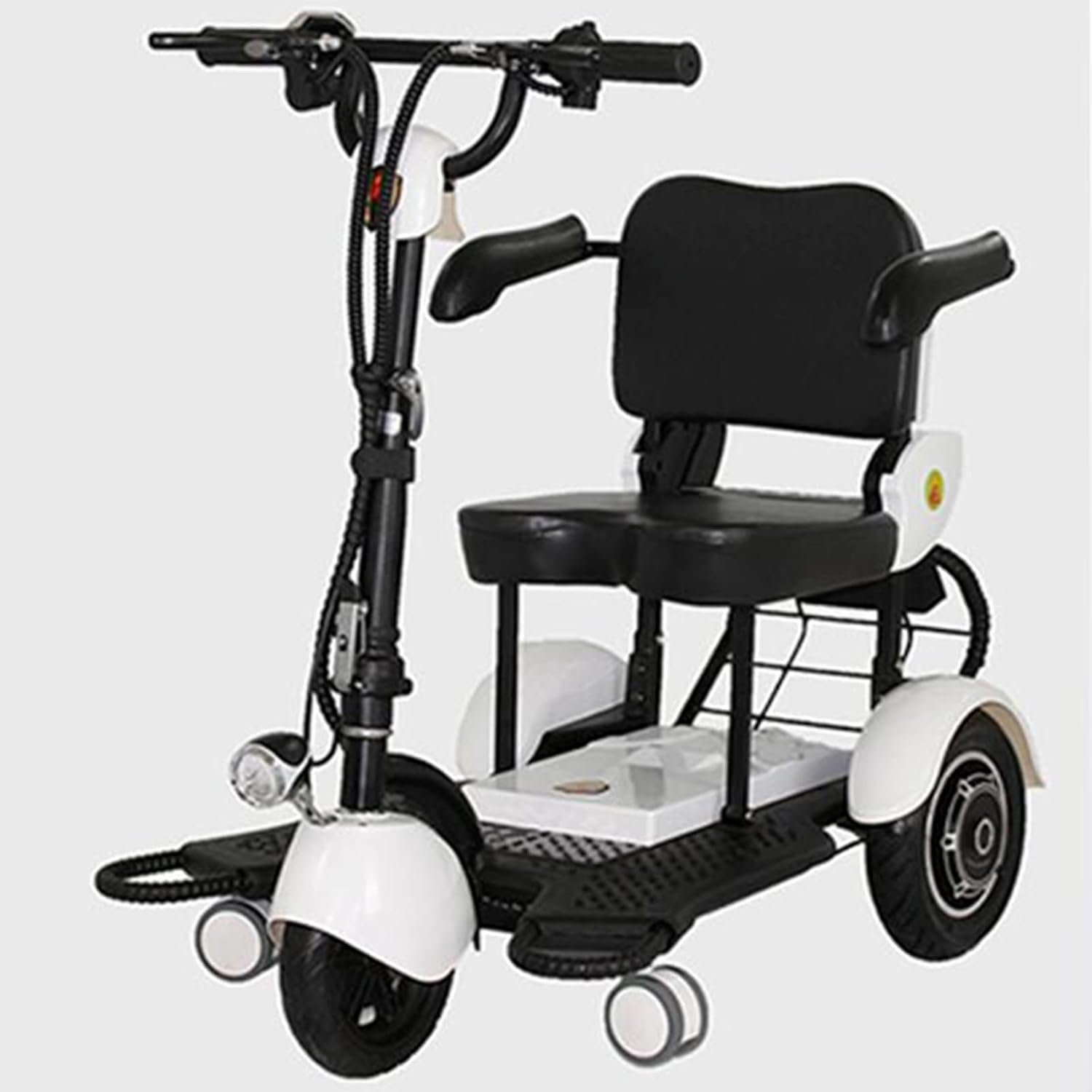 Adult Home Shopping Cart, Smart Scooter for The Elderly, Folding Electric Tricycle for Adults with Disabilities,White