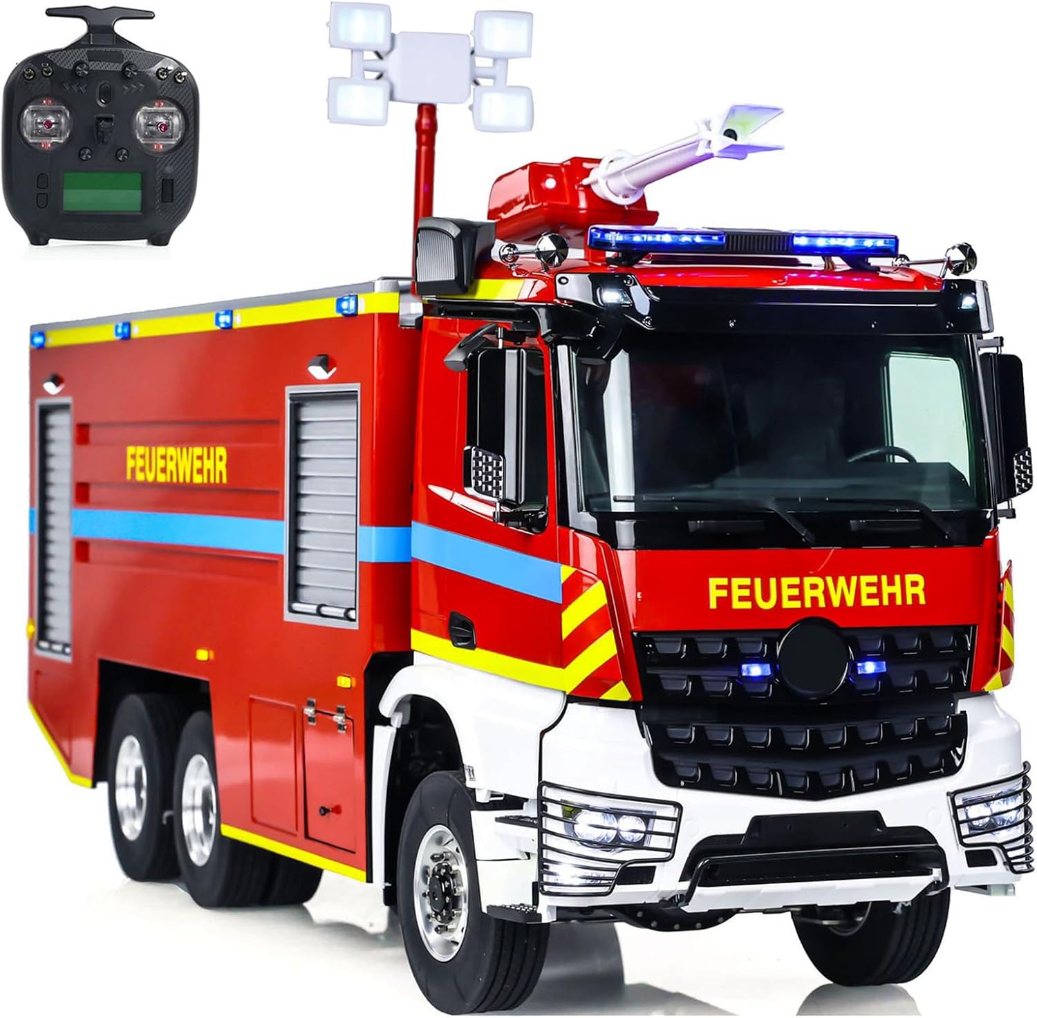1/14 6X6 RC Fire Fighting Truck Metal Chassis 2-Speed Transmission Differential Lock Axles Remote Control Fire RTR Car Model